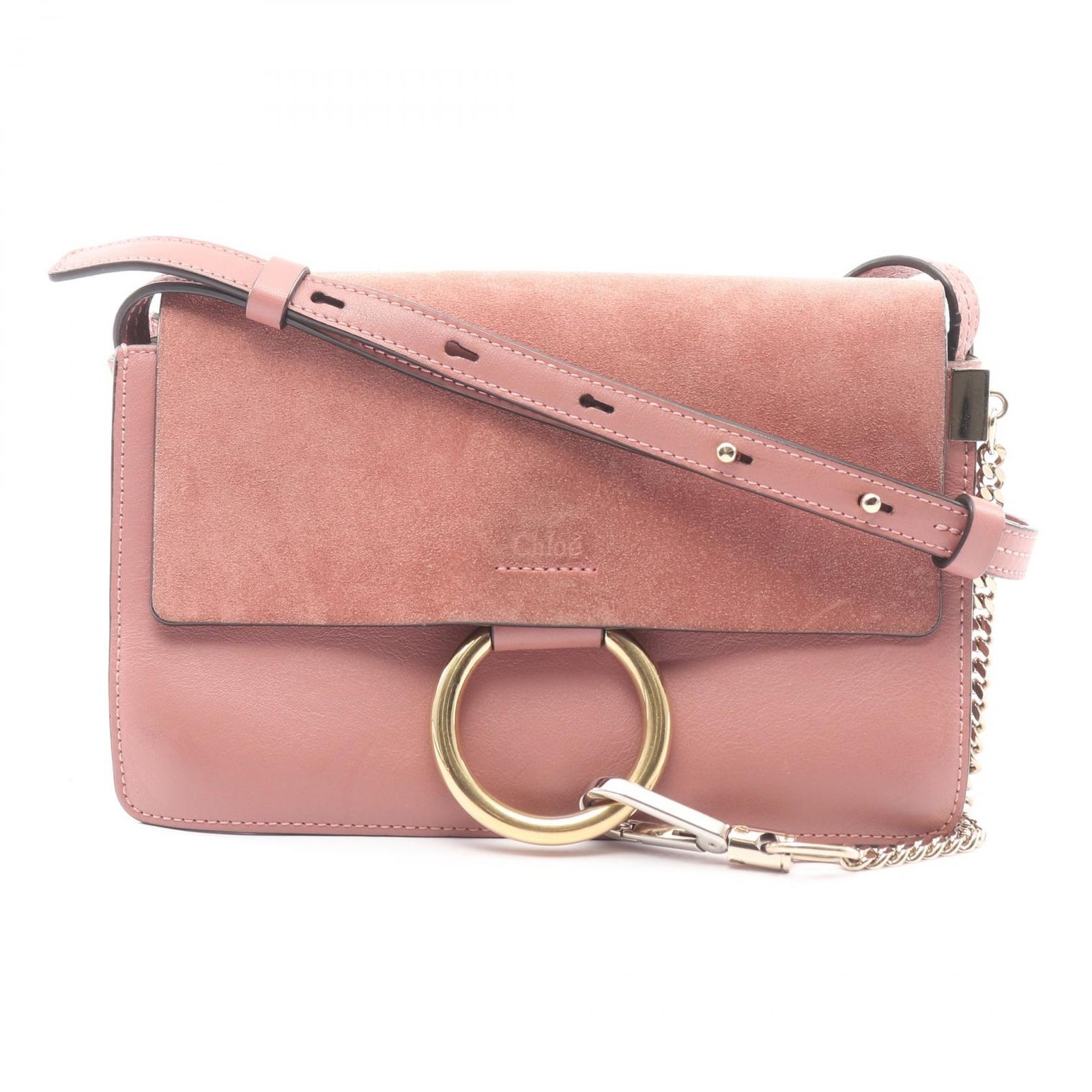 クロエ Chloe 斜め掛けショルダーバッグ FAYE レザー ピンクベージュ ゴールド レディース 送料無料【中古】 e60633r Chloe - クロエ Chloe 斜め掛けショルダーバッグ FAYE レザー ピンク