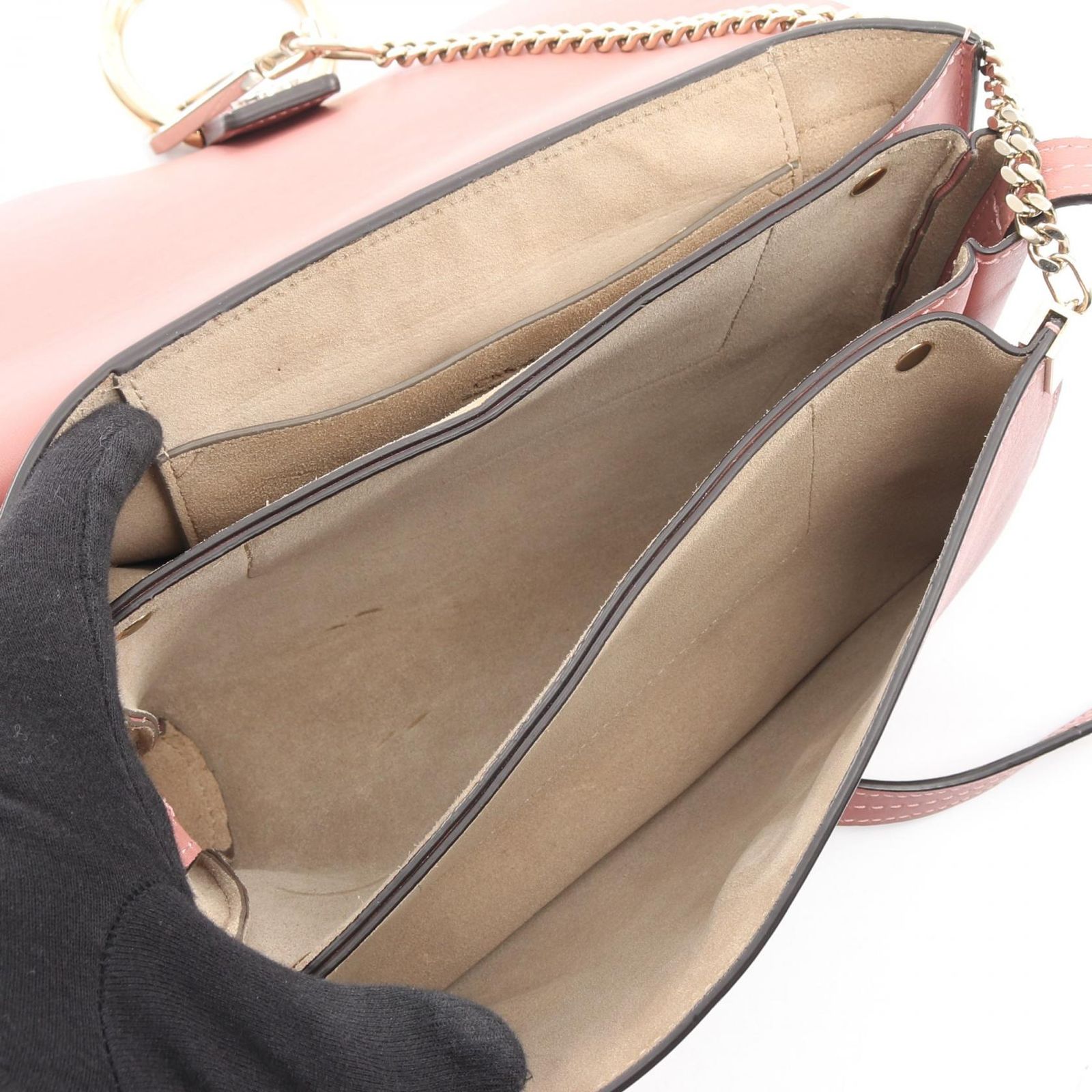 クロエ Chloe 斜め掛けショルダーバッグ FAYE レザー ピンクベージュ ゴールド レディース 送料無料【中古】 e60633r Chloe - クロエ Chloe 斜め掛けショルダーバッグ FAYE レザー ピンク