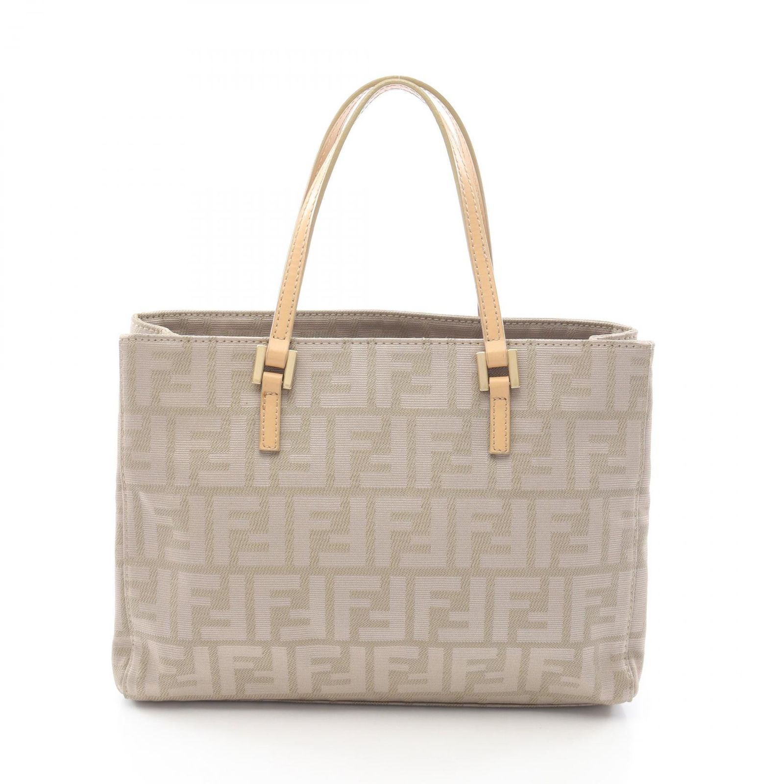 フェンディ FENDI トートバッグ ズッカ 8BH072 ベージュ キャンバス レザー ズッカ ハンドバッグ レディース Used B