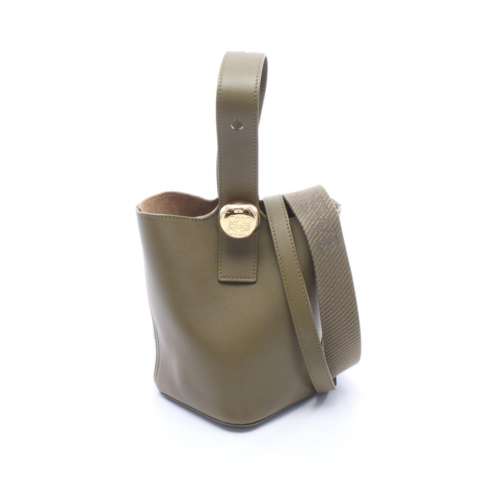 ロエベ LOEWE ハンドバッグ ペブル バケットバッグ ミニ 2WAY カーキグリーン レザー ペブル 2wayバケット レディース Used A