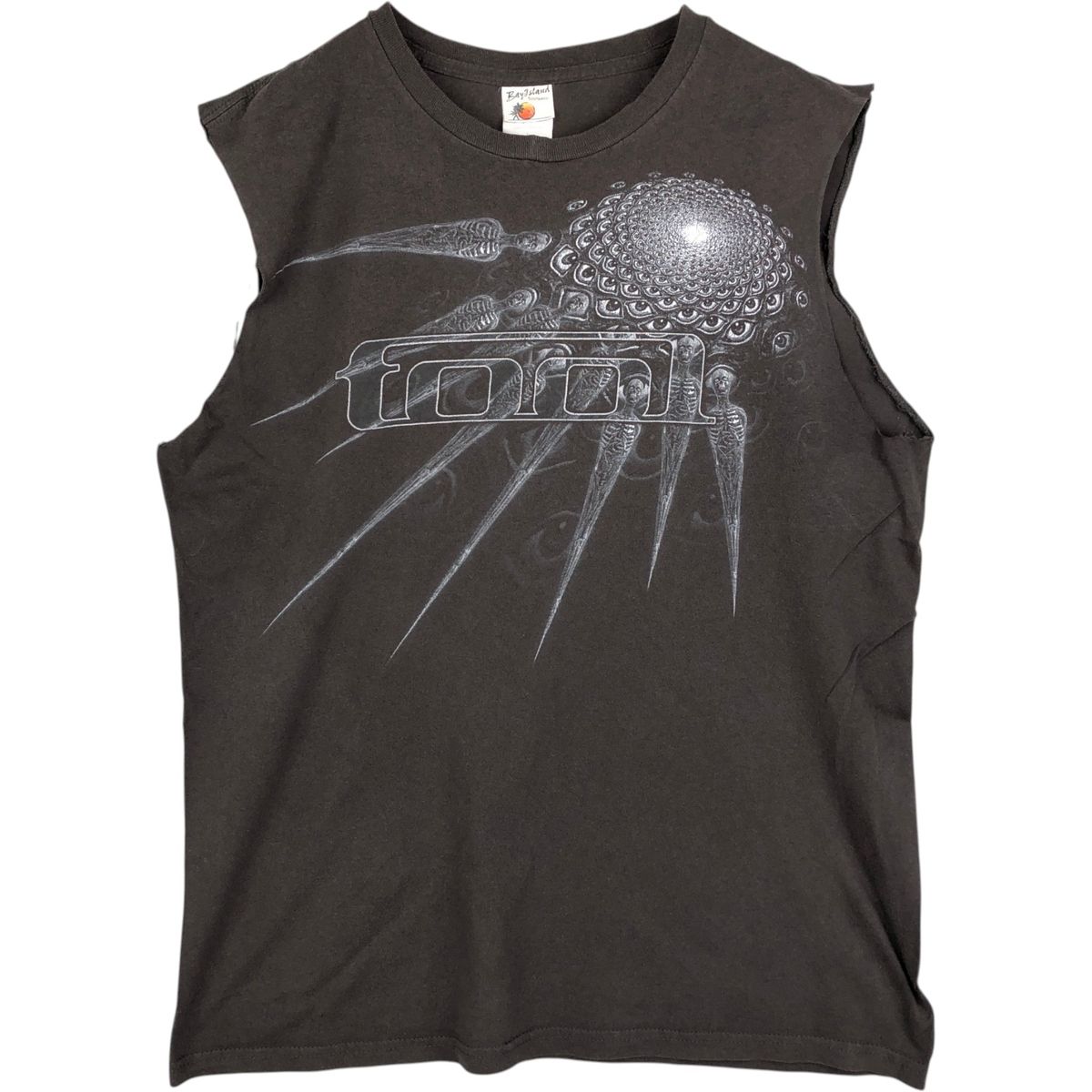 古着 BAY ISLAND TOOLトゥール カットオフ ノースリーブ バンドTシャツ バンT メンズL相当/eaa636451