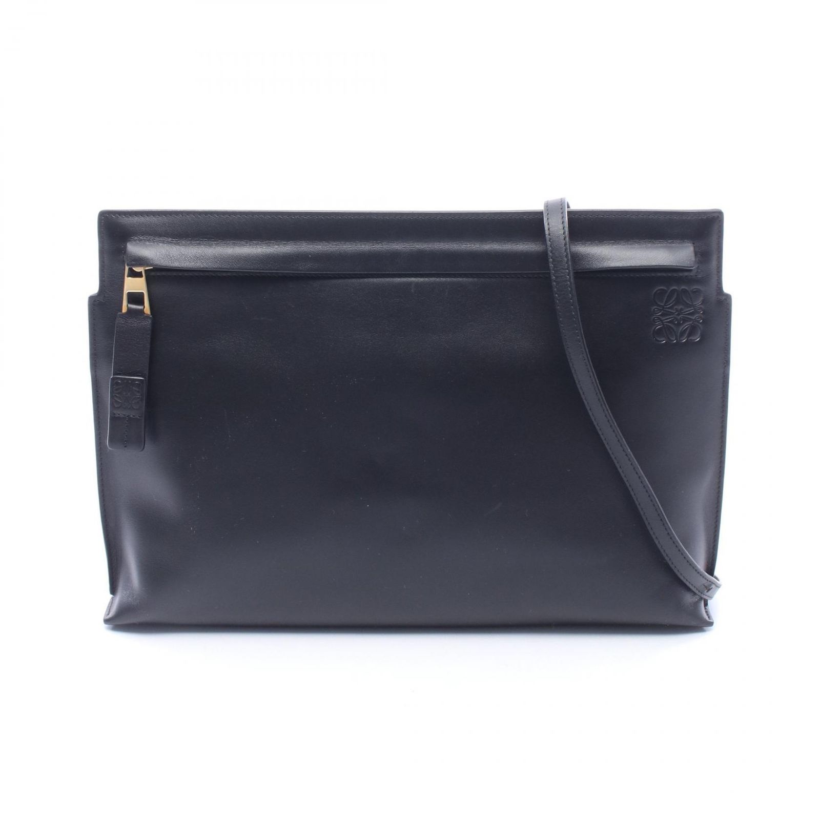 ロエベ LOEWE ショルダーバッグ Tポーチ ブラック レザー Tポーチ ショルダー レディース Used A