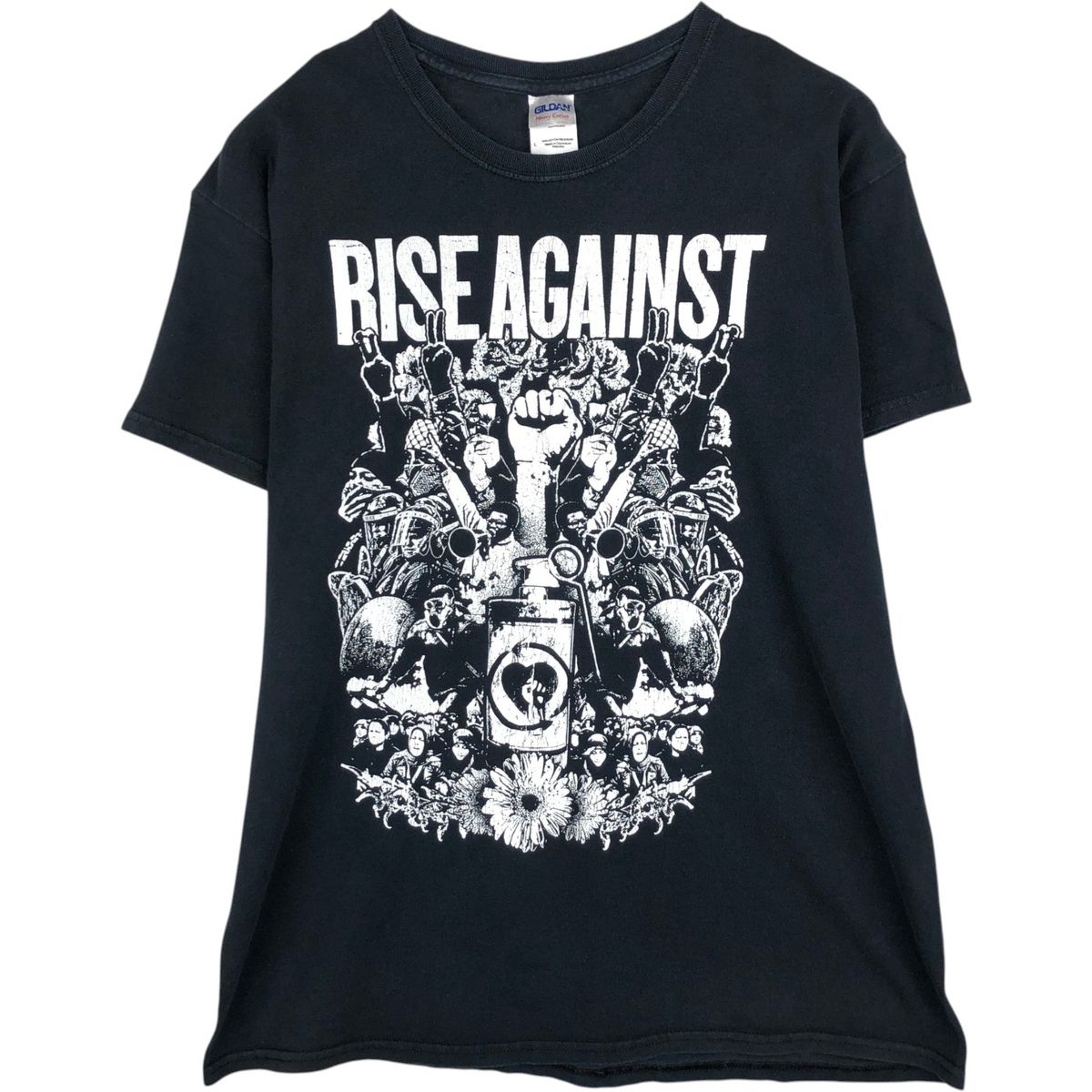 古着 ギルダン GILDAN Heavy Cotton RISE AGEINST ライズ アゲインスト バンドTシャツ バンT メンズL相当/eaa636450