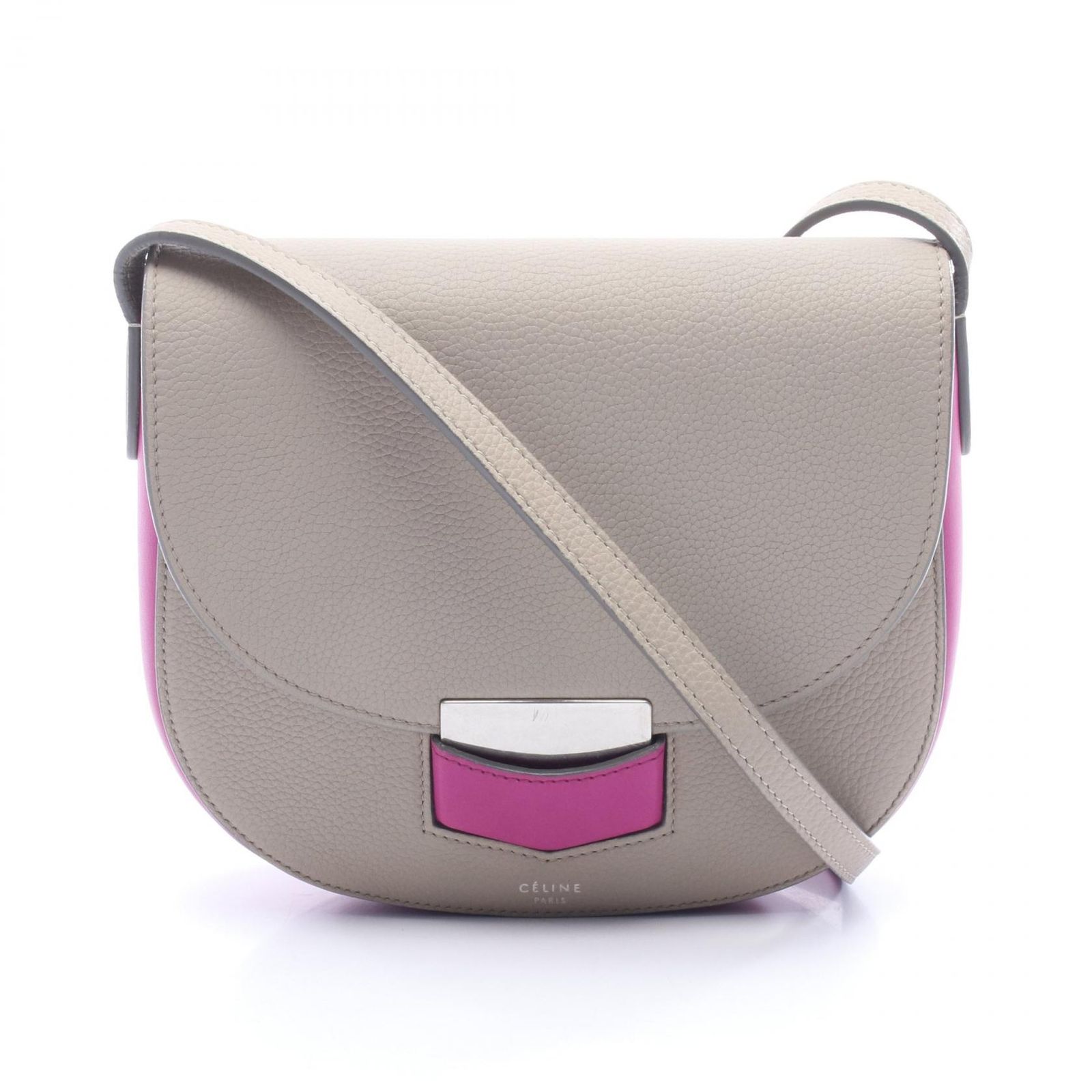 セリーヌ CELINE ショルダーバッグ トロッター スモール バイカラー グレー/パープル レザー バイカラー トロッター スモール ショルダー レディース Used B