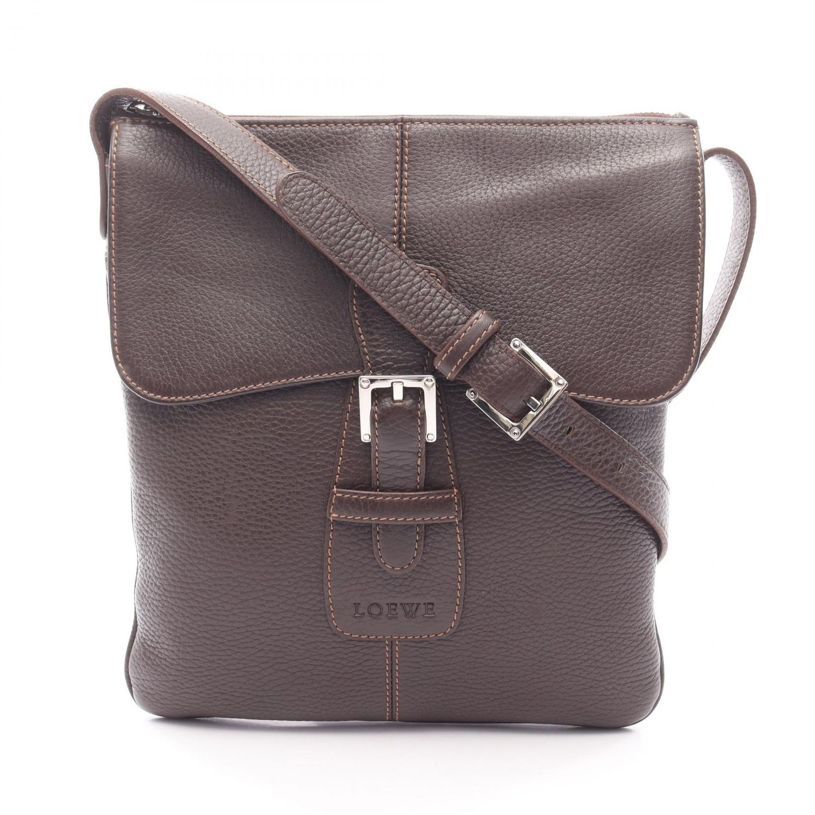 ロエベ LOEWE ショルダーバッグ センダ ダークブラウン レザー ショルダーバッグ レディース Used B