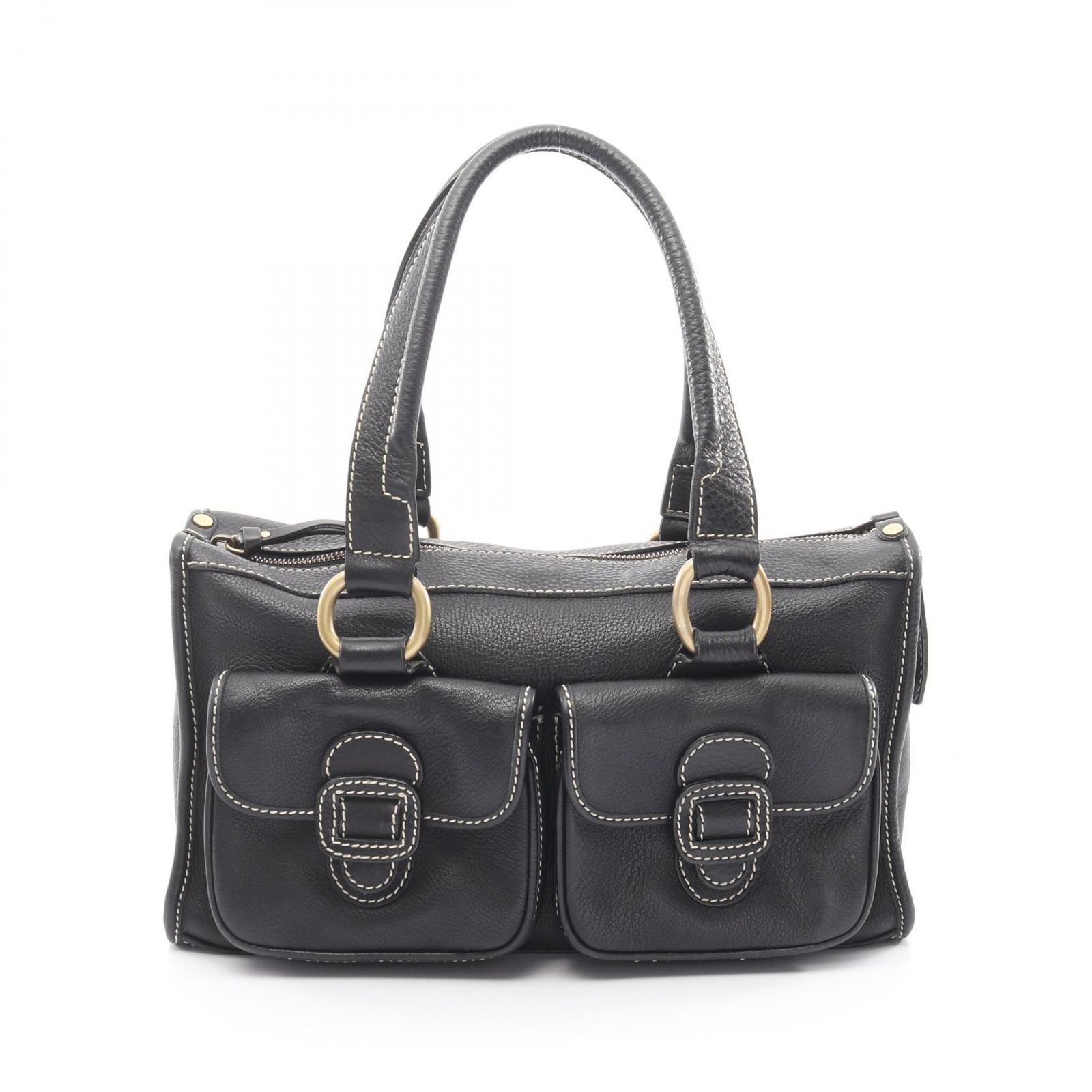 セリーヌ CELINE ハンドバッグ ブラック レザー ハンドバッグ レディース Used B