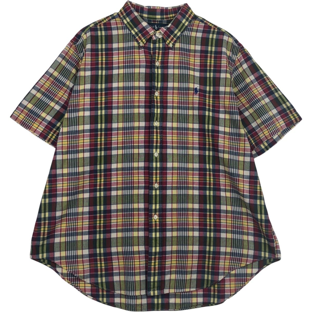古着 ラルフローレン Ralph Lauren CLASSIC FIT 半袖 ボタンダウン チェックシャツ メンズXXL相当/eaa637743