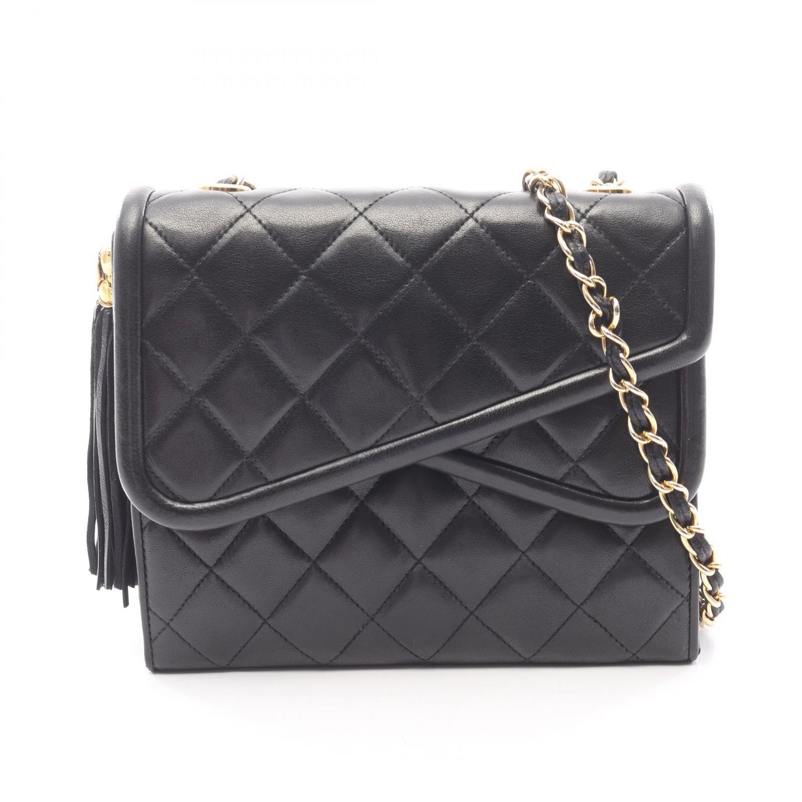 シャネル CHANEL ショルダーバッグ マトラッセ フリンジ ブラック ラムスキン（羊革） マトラッセ フリンジ チェーンショルダー レディース Used A