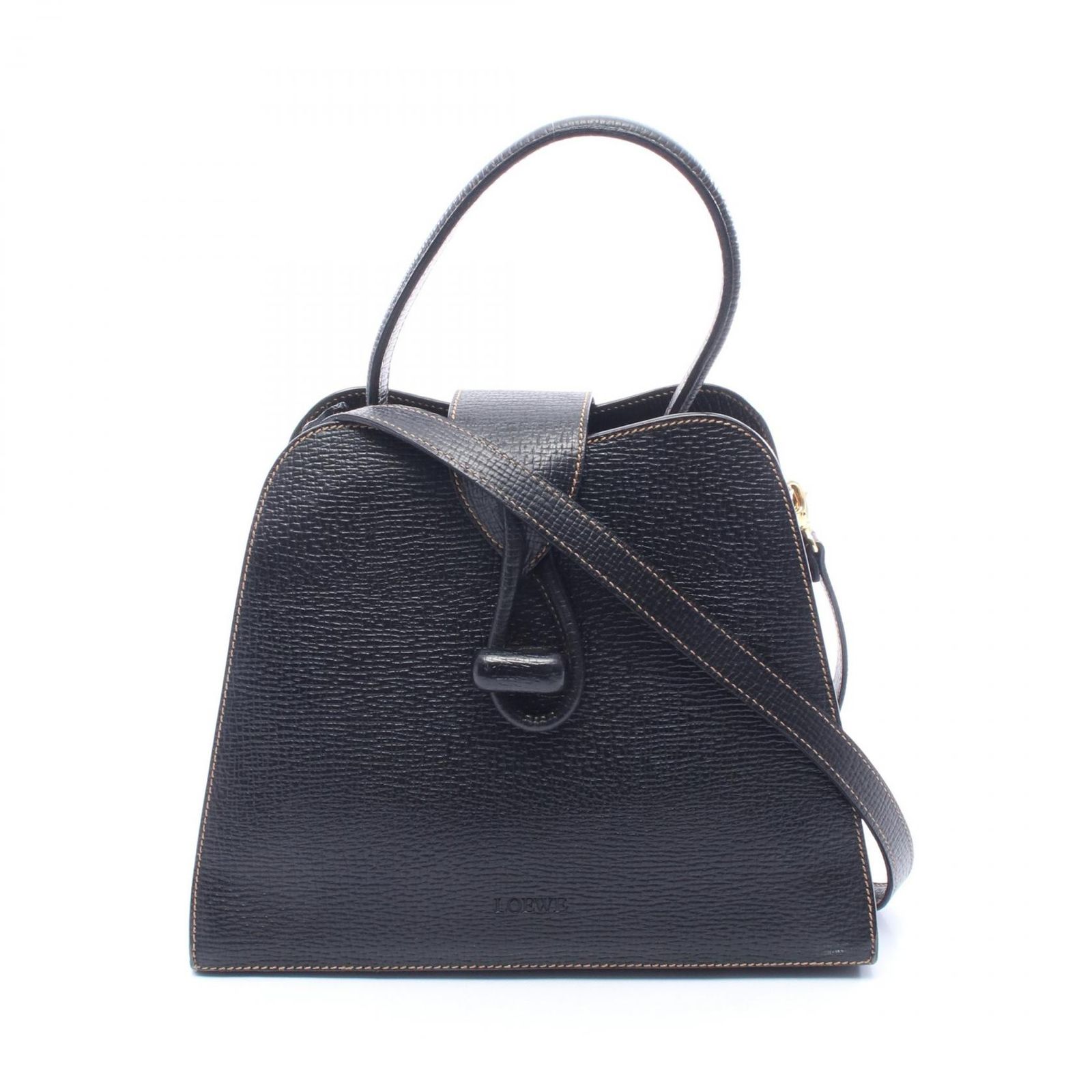 ロエベ LOEWE ハンドバッグ ターンロック 2WAY ブラック レザー 2wayショルダー レディース Used B