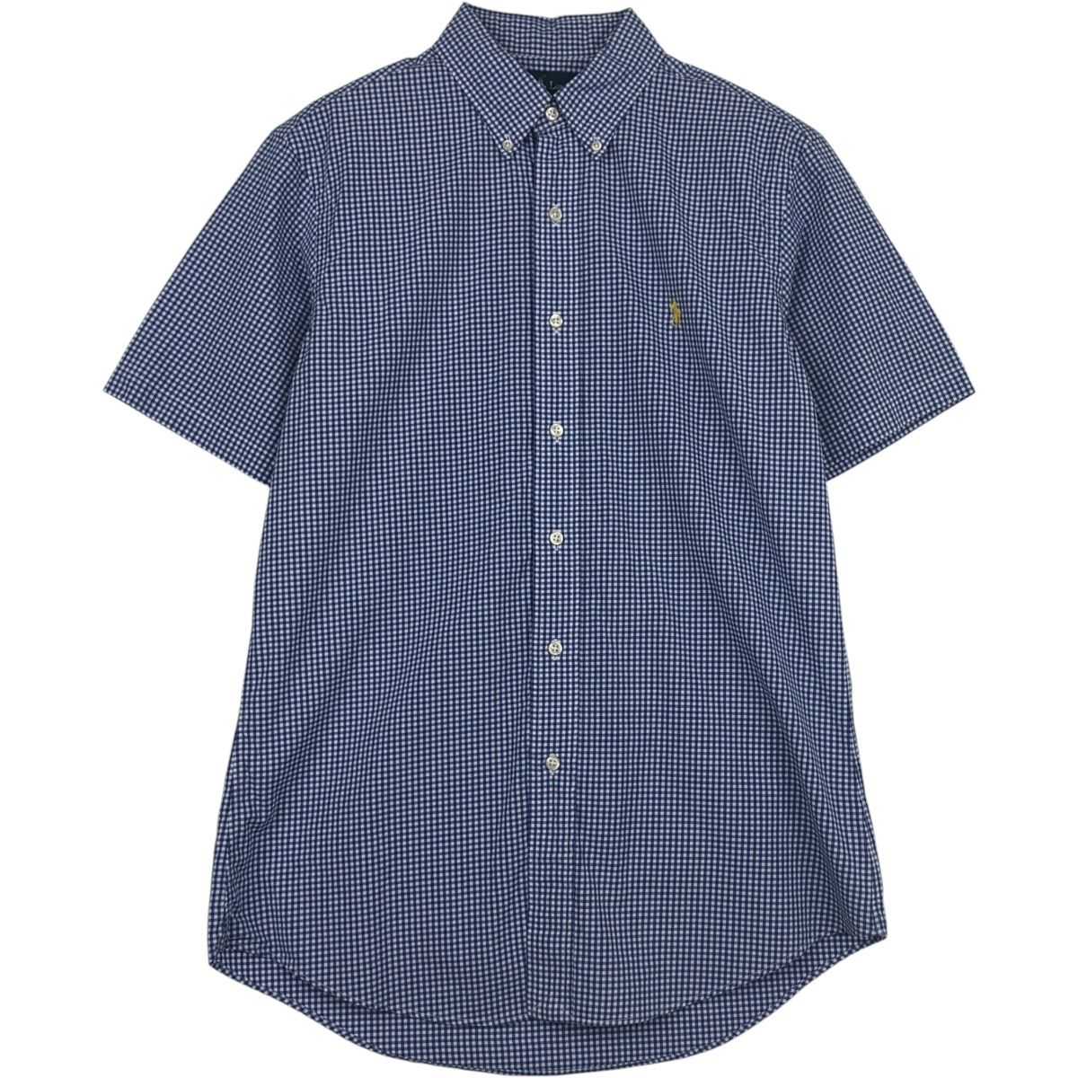 古着 ラルフローレン Ralph Lauren CUSTOM FIT ギンガムチェック 半袖 ボタンダウン チェックシャツ メンズM相当/eaa637729