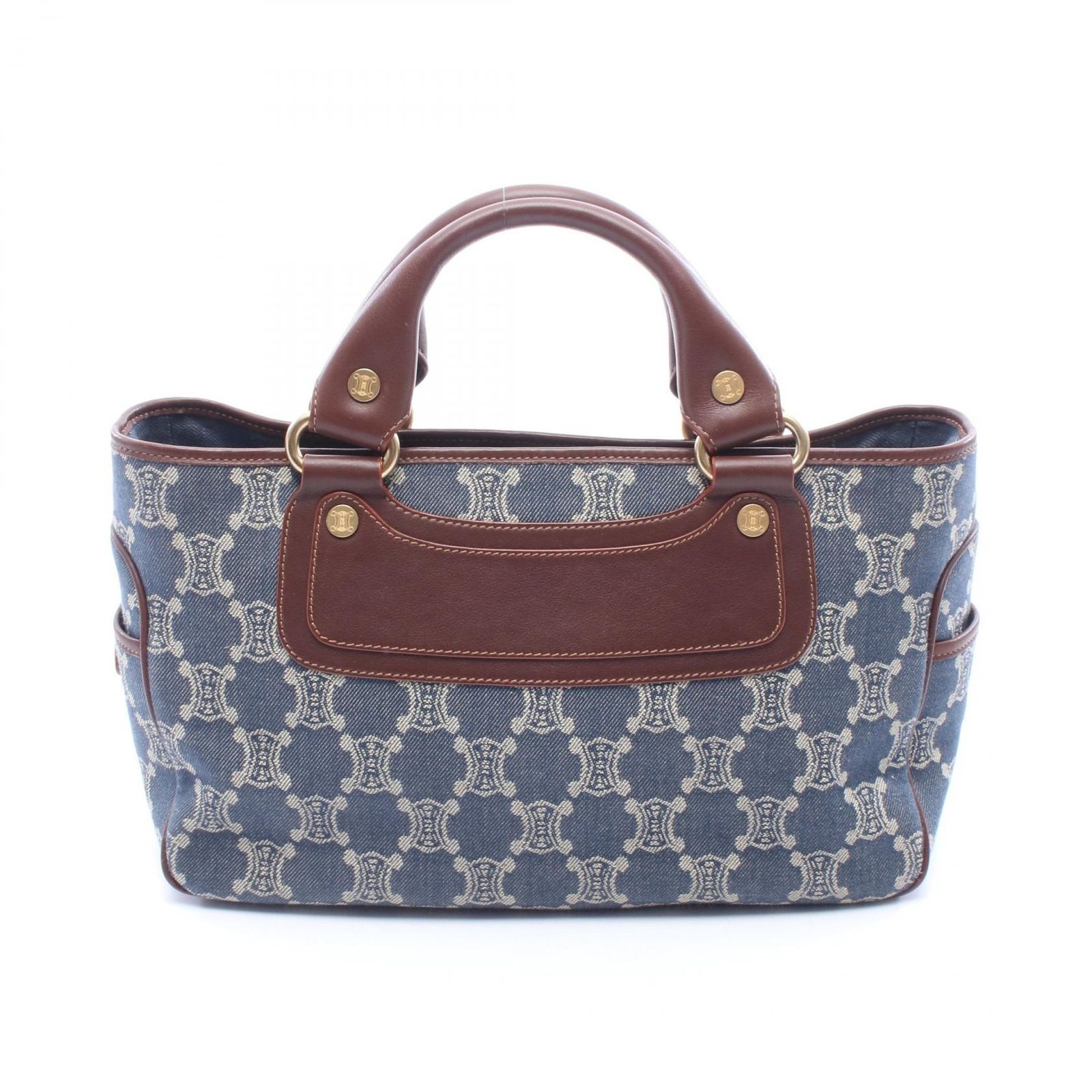 セリーヌ CELINE ハンドバッグ ブギーバッグ マカダム ブルー/ブラウン デニム レザー ブギーバッグ レディース Used A