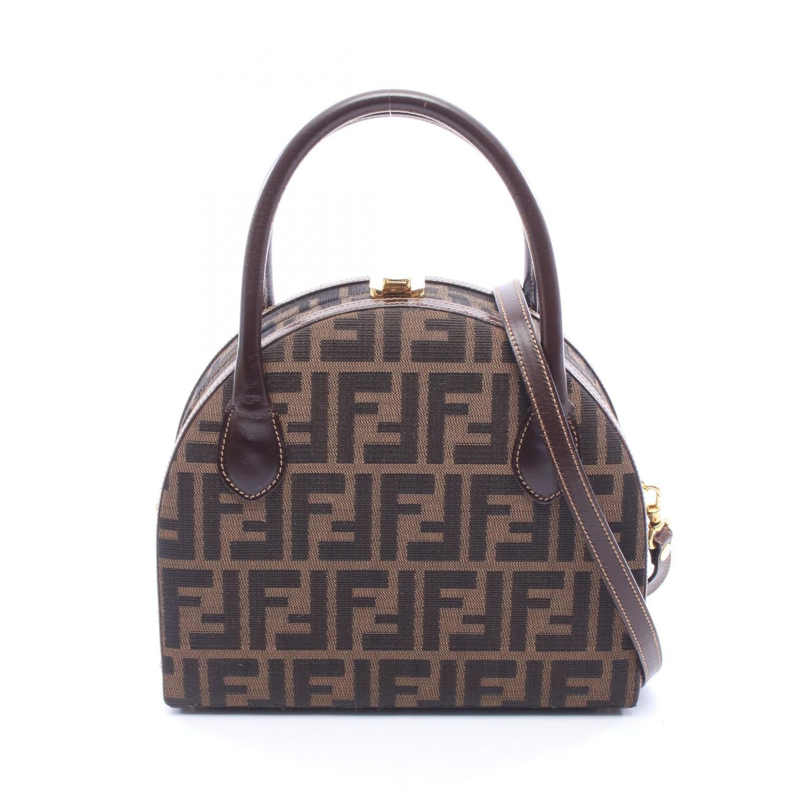 フェンディ FENDI ハンドバッグ ズッカ 2WAY ダークブラウン/ブラック キャンバス レザー ズッカ 2wayハンド レディース Used A