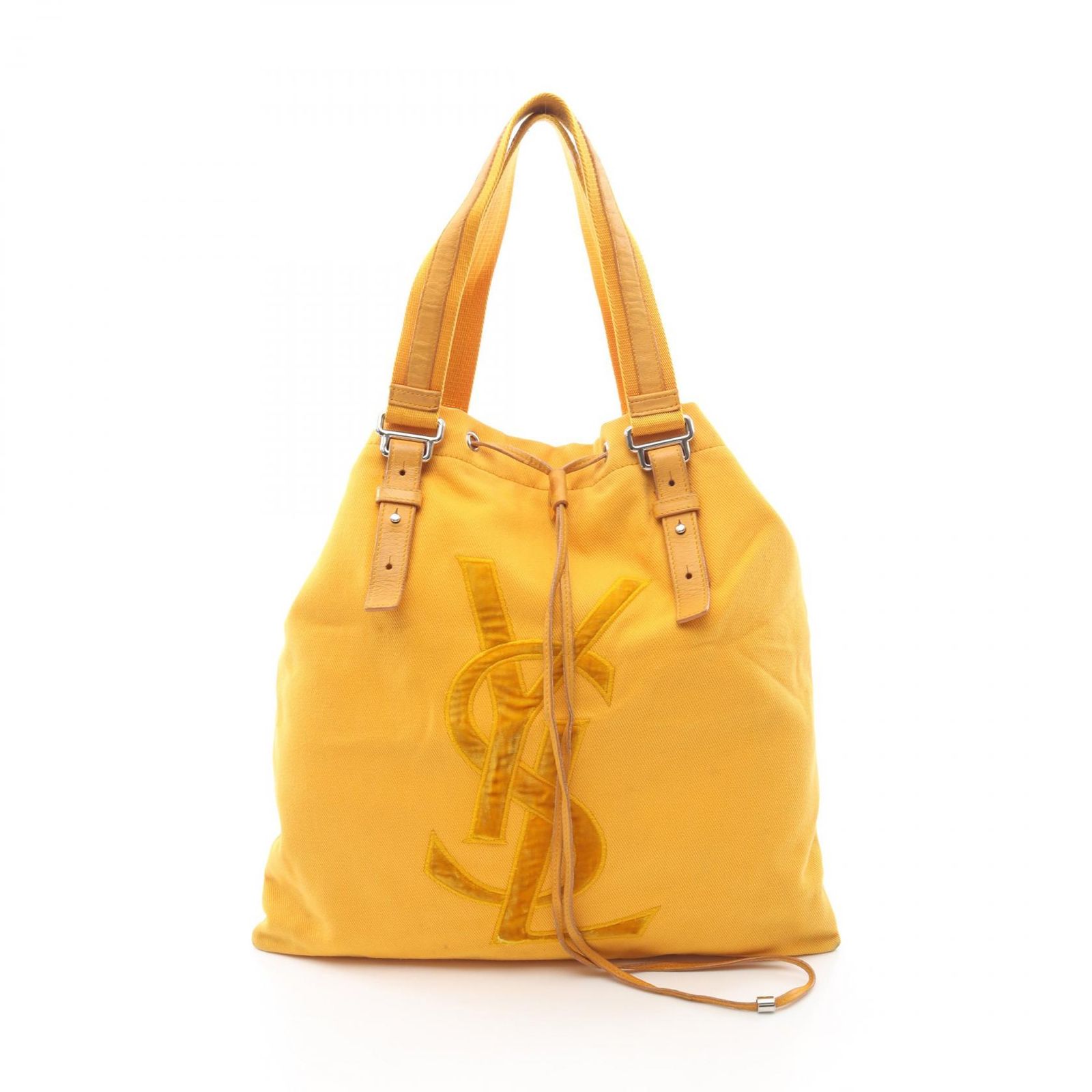 イヴサンローランリヴゴーシュ Yves Saint Laurent rive gauche トートバッグ カハラ イエロー キャンバス レザー カハラ トートバッグ レディース Used B