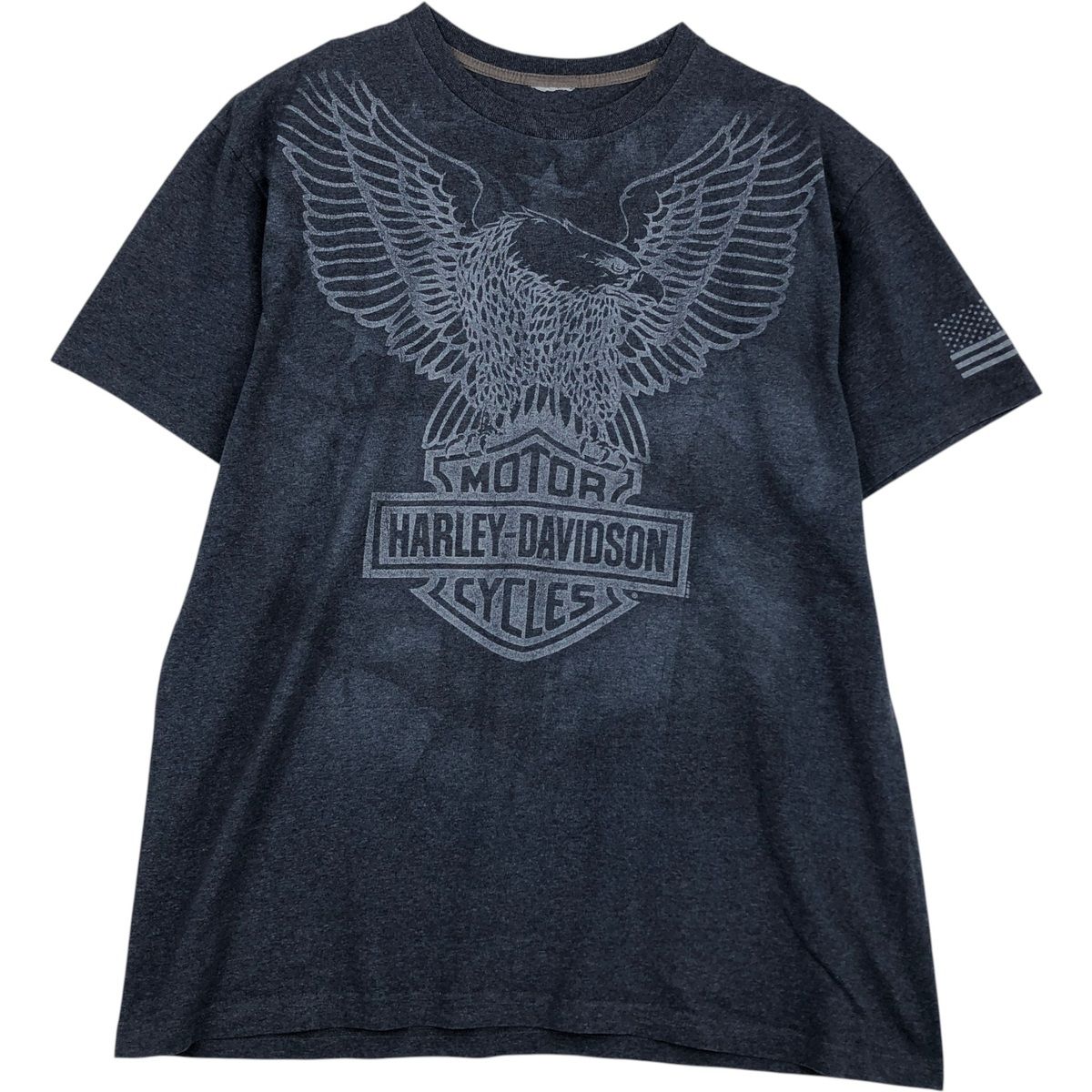 古着 Harley-Davidson ハーレーダビッドソン 鷲柄 イーグル柄 星条旗柄 モーターサイクル バイクTシャツ メンズL相当/eaa636263