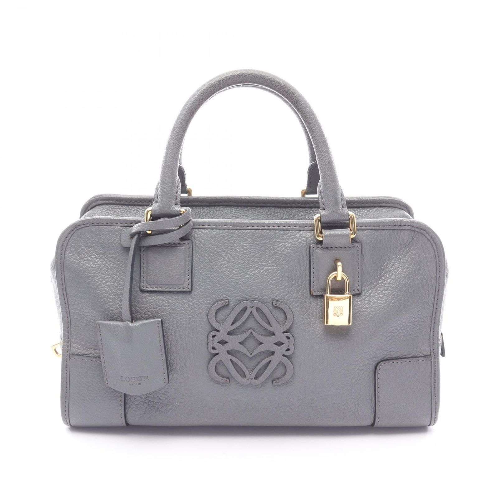 ロエベ LOEWE ハンドバッグ アマソナ28 グレー レザー アマソナ28 レディース Used B