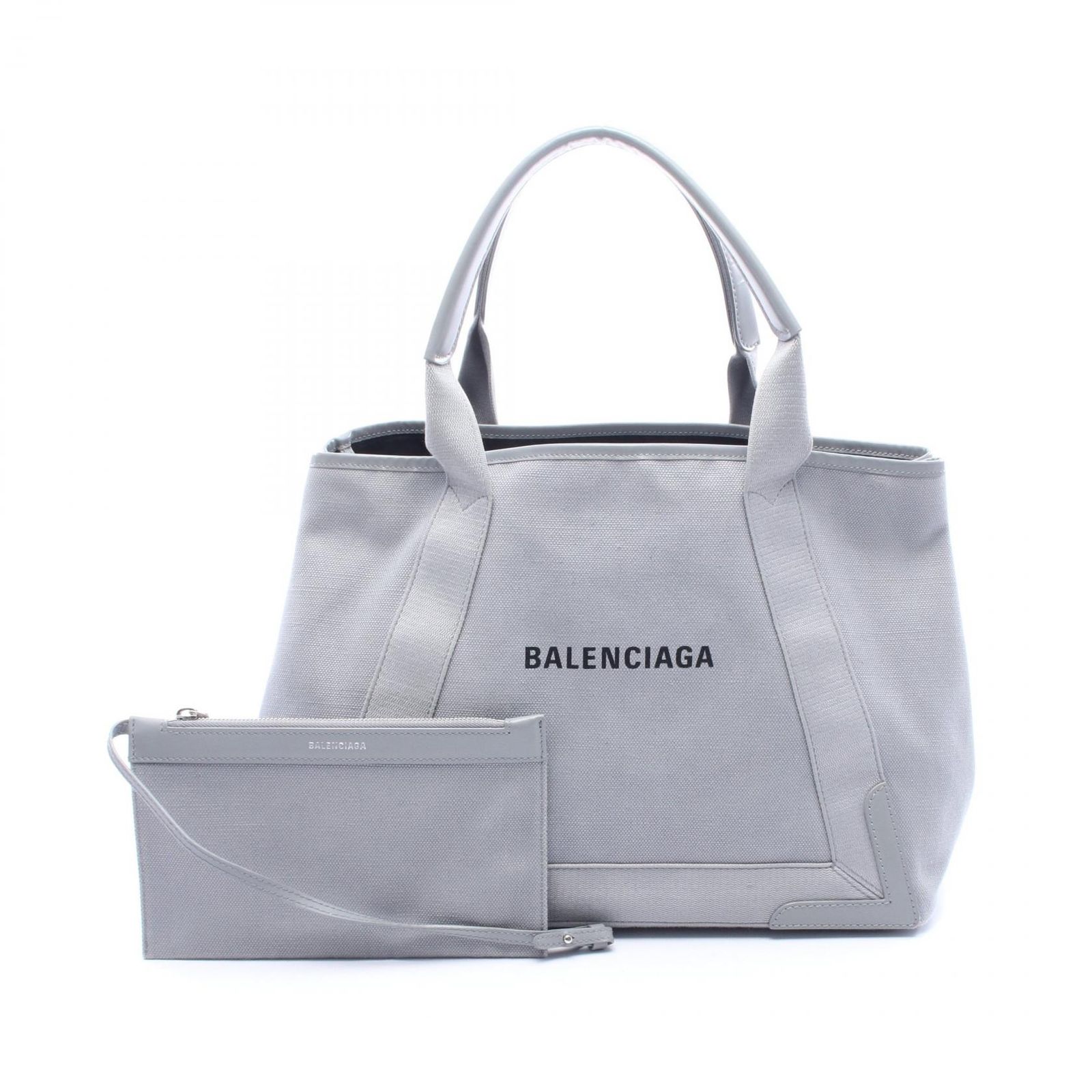 ク*︎様 BALENCIAGA オールレザー　ネイビーカバM グレー トートバッ バレンシアガ BALENCIAGA トートバッグ NAVY CABAS NEW M ネイビーカバ