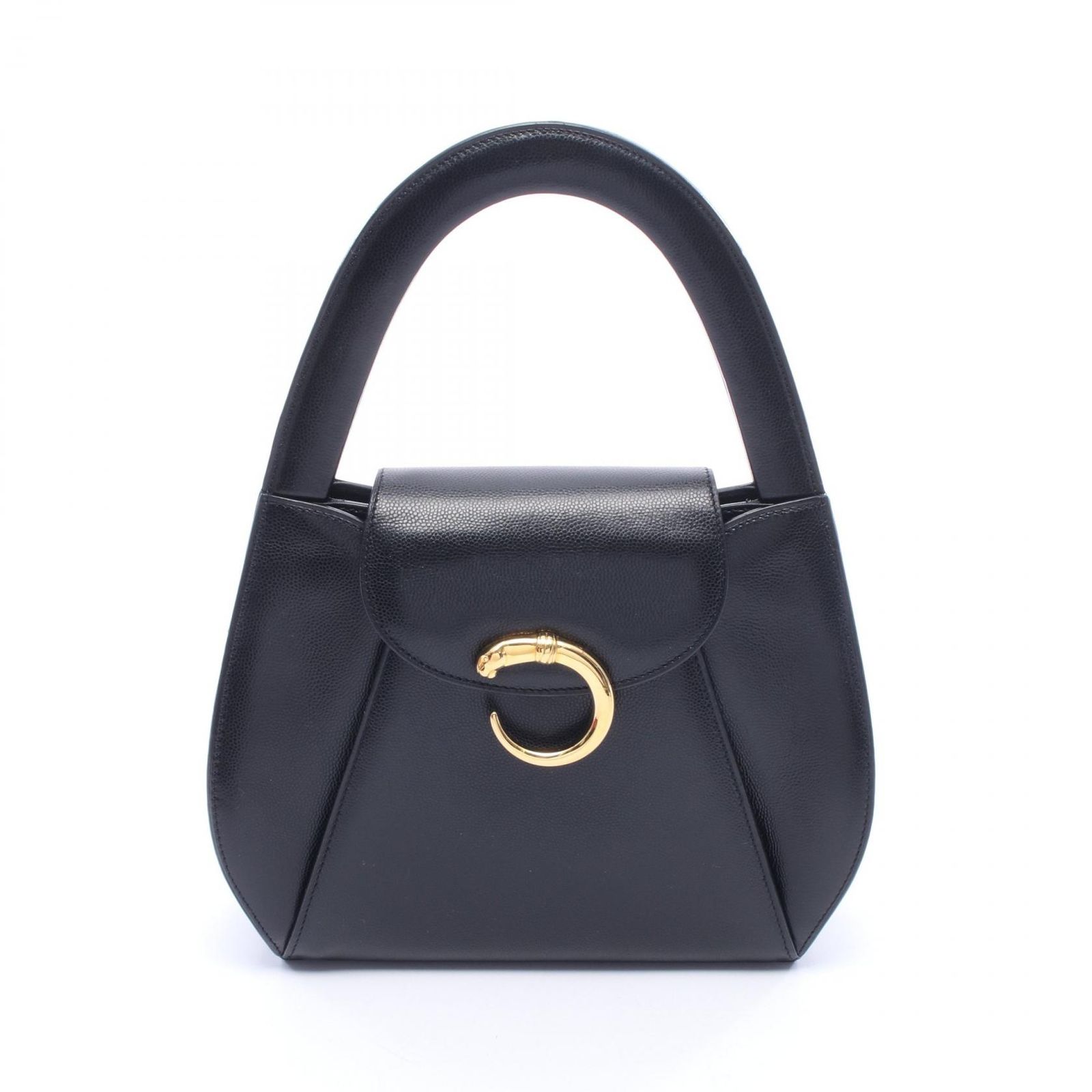 カルティエ CARTIER ハンドバッグ パンテール ブラック レザー パンテール ハンドバッグ レディース Used A