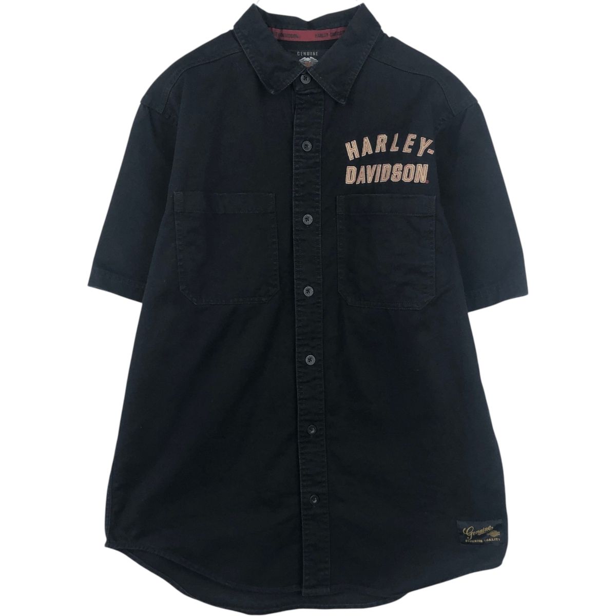 古着 ハーレーダビッドソン Harley-Davidson 隠しボタンダウン 半袖 ワークシャツ メンズM相当/eaa637769