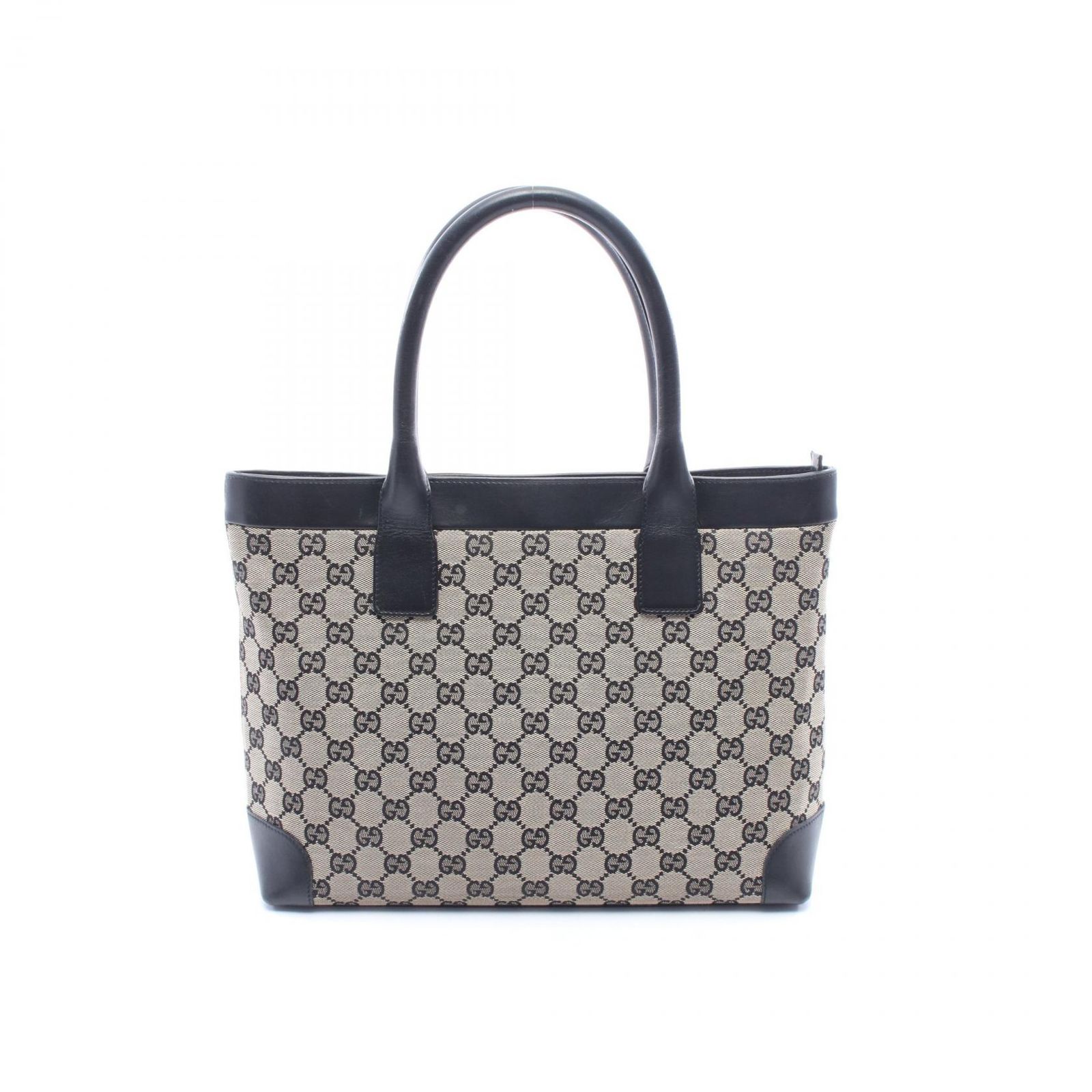 グッチ GUCCI トートバッグ GGキャンバス 002.1119 ベージュ/ブラック キャンバス レザー トートバッグ レディース Used B