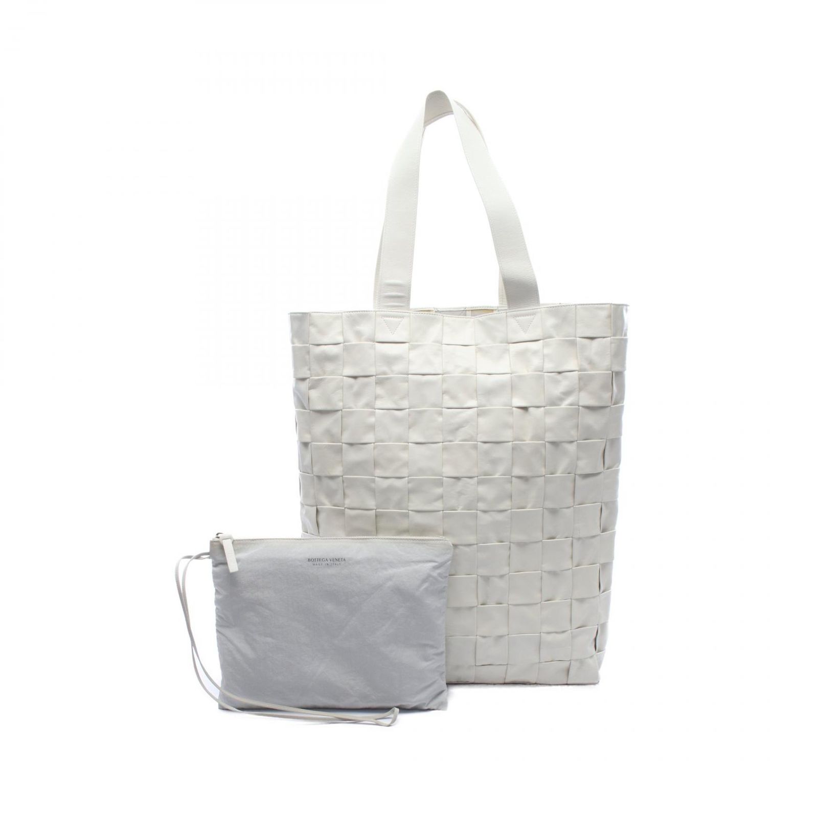 ボッテガヴェネタ BOTTEGA VENETA トートバッグ イントレチャート アイボリー レザー マキシイントレチャート トート レディース Used B