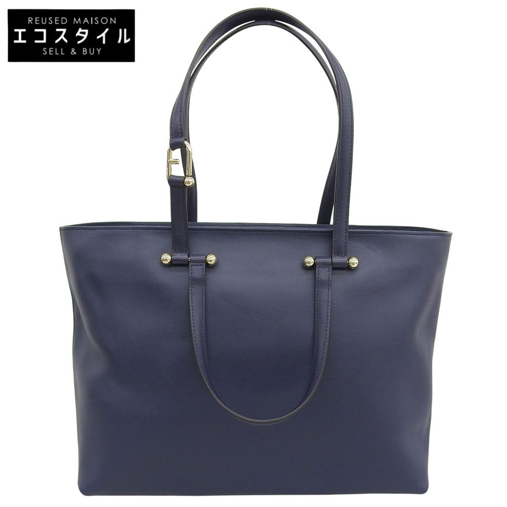 FURLA フルラ レザー デュエット DUETTO トートバッグ L レディース ネイビー