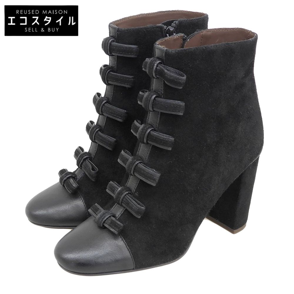 SEE BY CHLOE シーバイクロエ 美品 スエード リボンデザイン ブーツ シューズ レディース 黒 ブラック 36 1/2 SB31073A 36 1/2