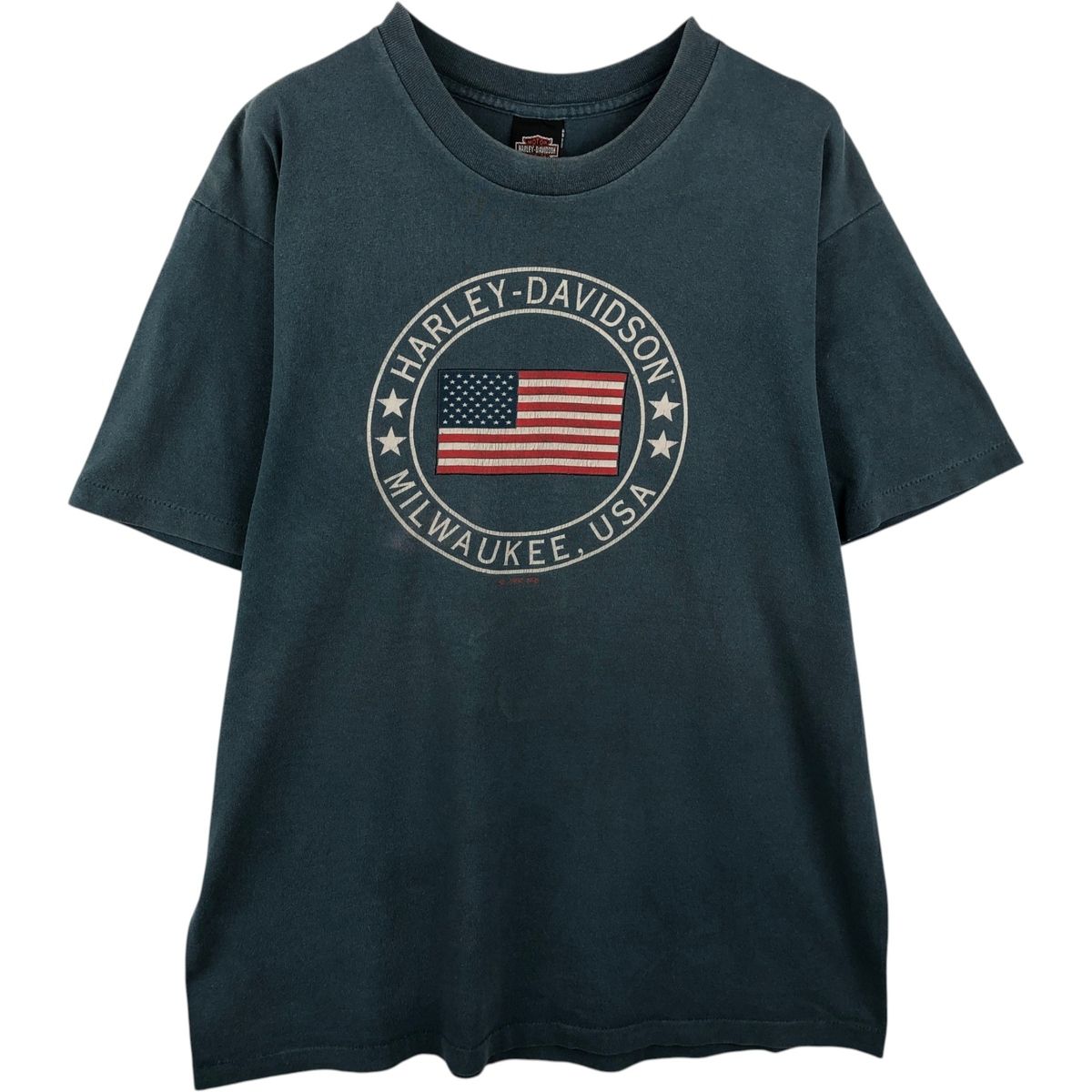 古着 90年代 ハーレーダビッドソン Harley-Davidson 星条旗柄 モーターサイクル バイクTシャツ USA製 メンズL相当 ヴィンテージ/eaa637022