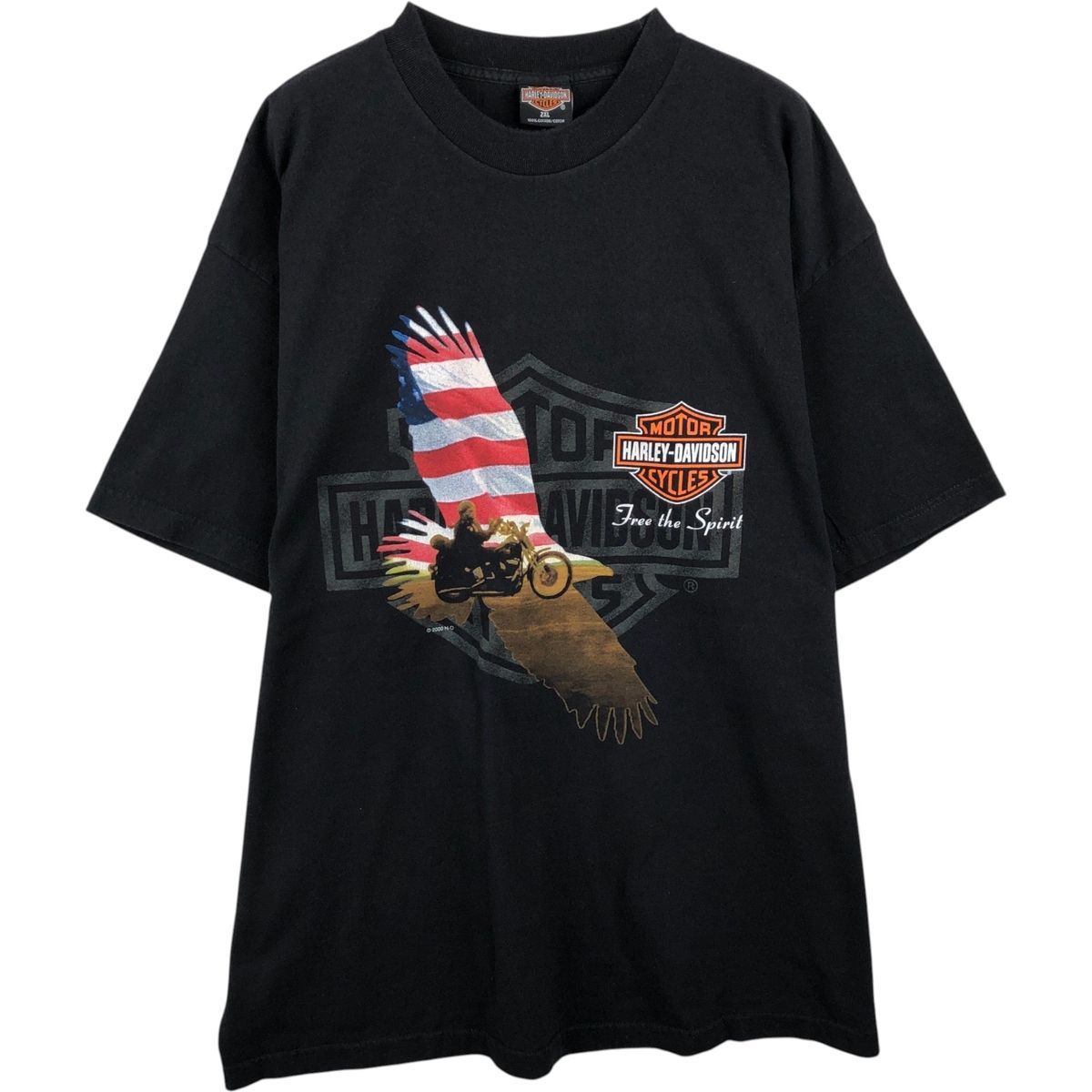 古着 00年代 Harley-Davidson ハーレーダビッドソン 鷲柄 イーグル柄 星条旗柄 モーターサイクル バイクTシャツ USA製/eaa637024