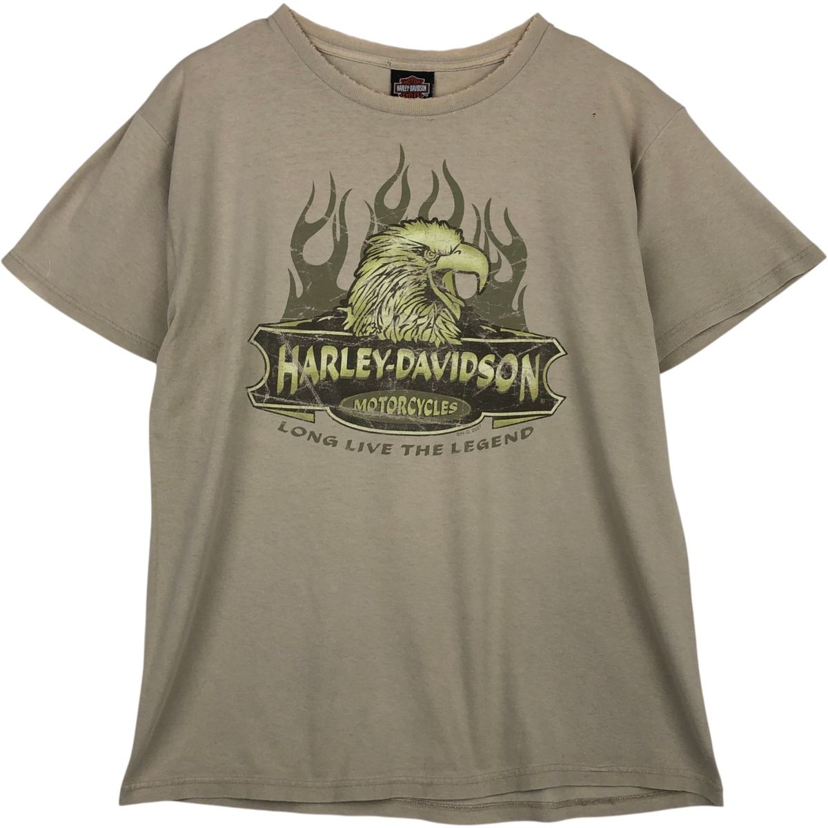 古着 00年代 ハーレーダビッドソン Harley-Davidson 鷲柄 イーグル柄 ファイヤーパターン モーターサイクル バイクTシャツ/eaa637006