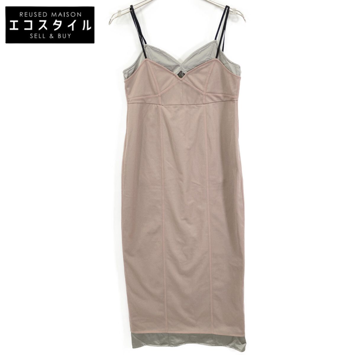 LE CIEL BLEU　ルシェルブルー　25SS ライトグレー Organza x Satin Slip Dress　36