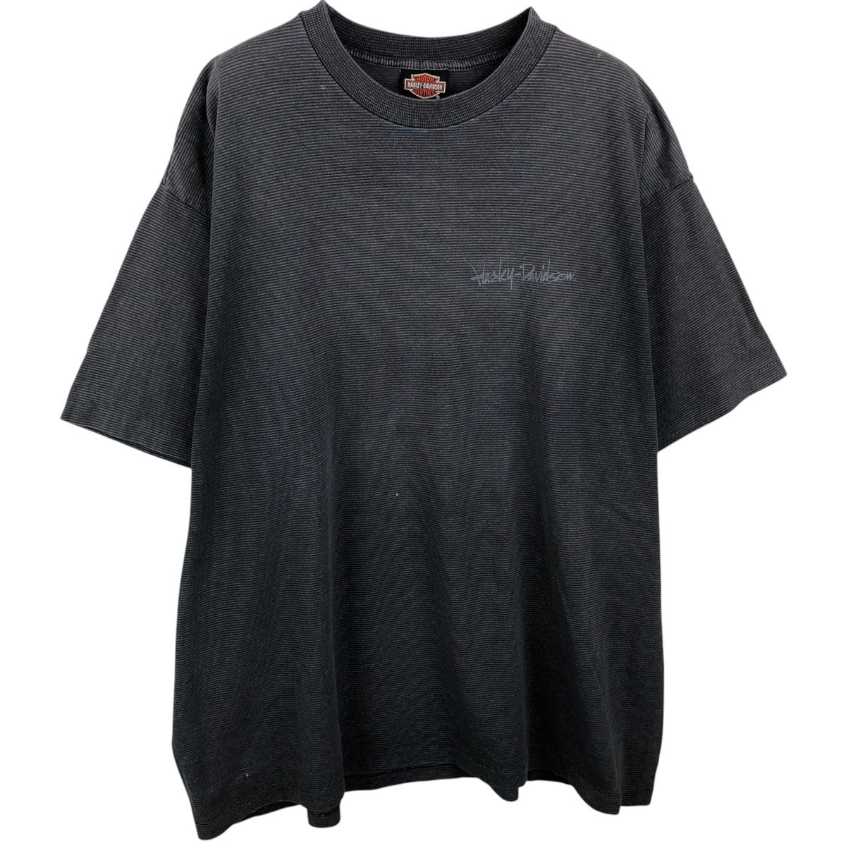 古着 90年代 ハーレーダビッドソン Harley-Davidson ボーダー柄 モーターサイクル バイクTシャツ USA製 メンズXXL相当/eaa637025