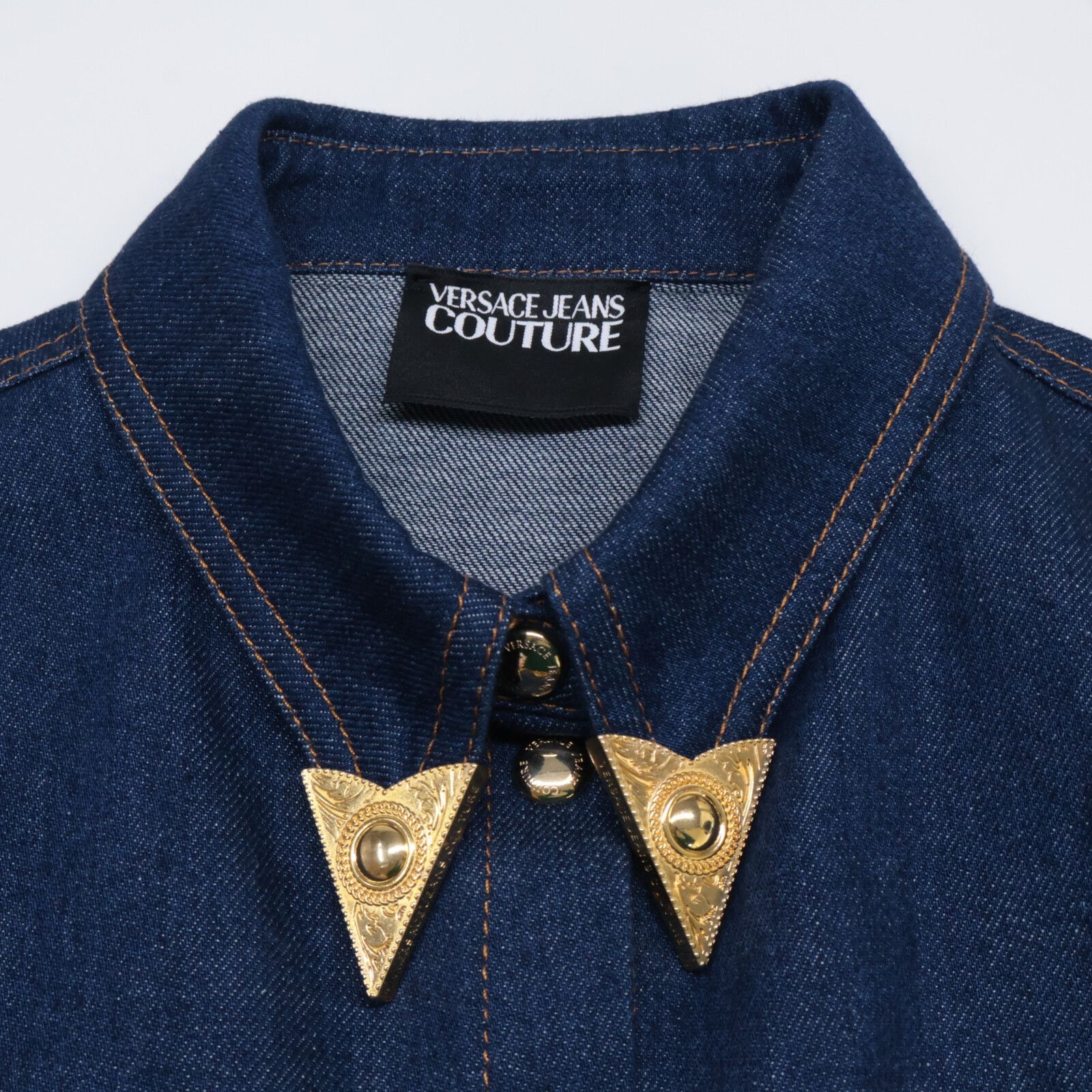 VERSACE JEANS ヴェルサーチジーンズ  B0HVA615 ｲﾝﾃﾞｨｺﾞ×ﾏﾙﾁｶﾗｰ 金ﾎﾞﾀﾝﾃﾞﾆﾑｺﾝﾋﾞｼｬﾂ 36 VERSACE JEANS ヴェルサーチジーンズ B0HVA615 インディゴ×マルチ