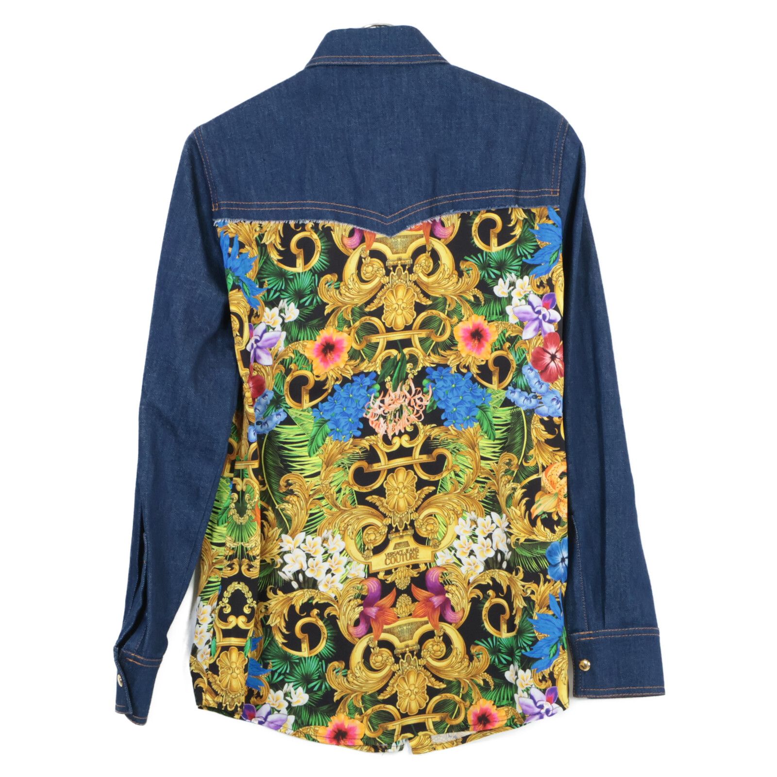 VERSACE JEANS ヴェルサーチジーンズ  B0HVA615 ｲﾝﾃﾞｨｺﾞ×ﾏﾙﾁｶﾗｰ 金ﾎﾞﾀﾝﾃﾞﾆﾑｺﾝﾋﾞｼｬﾂ 36 VERSACE JEANS ヴェルサーチジーンズ B0HVA615 インディゴ×マルチ