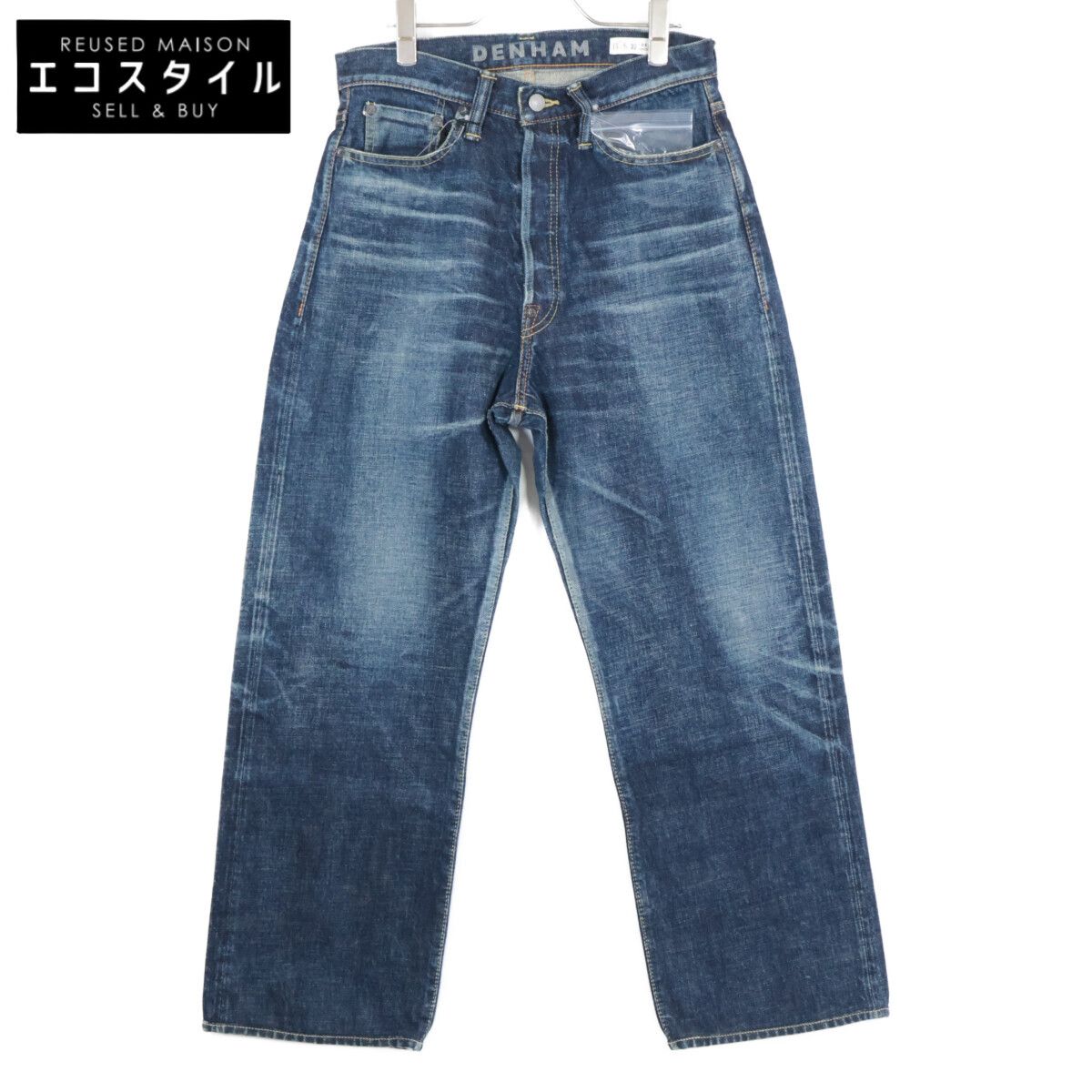 DENHAM　デンハム　日本製 01-24-12-11-077 OLDTIMER インディゴ コットン シンチバック ボタンフライ ワイドデニムパンツ　28