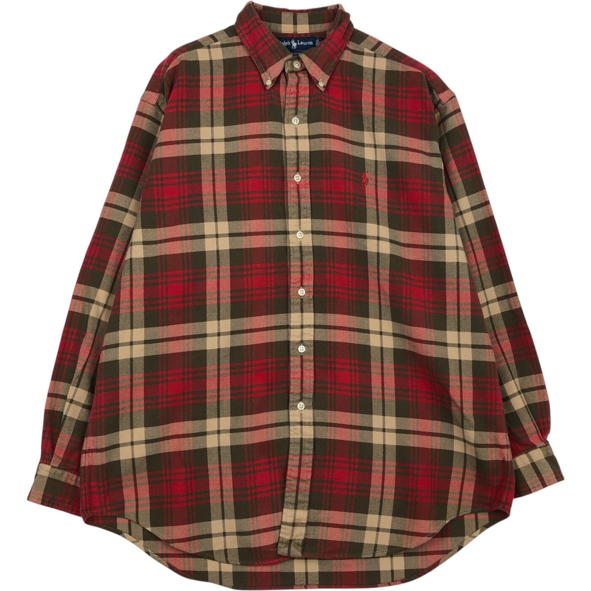 古着 ラルフローレン Ralph Lauren BLAKE 長袖 ボタンダウン ライトネルチェックシャツ メンズL相当/eaa637690
