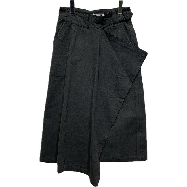 【中古】　i.s.　ISSEY MIYAKE　ラップスカート　80s vintage　80年代　巻きスカート　ミモレ丈　無地　ベルト　日本製　ドメスティック　古着　/2496
