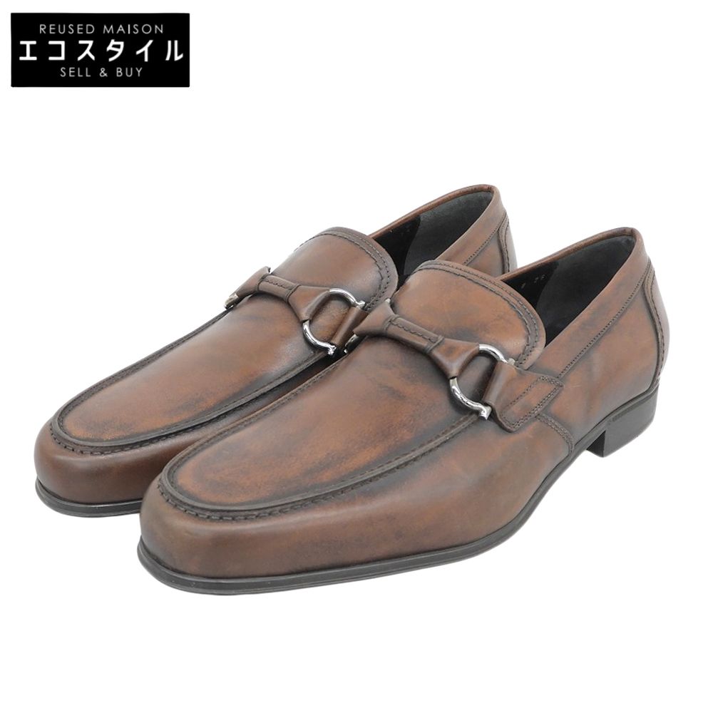 Salvatore Ferragamo　サルヴァトーレフェラガモ　美品 ガンチーニ レザー ローファー シューズ メンズ ブラウン 8 2E 82242　8 2E