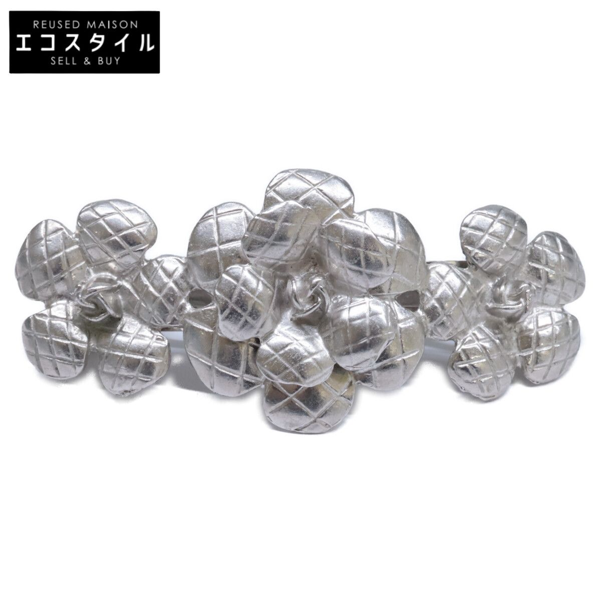 CHANEL　シャネル　【美品】98A マトラッセ カメリアモチーフ バレッタ/
