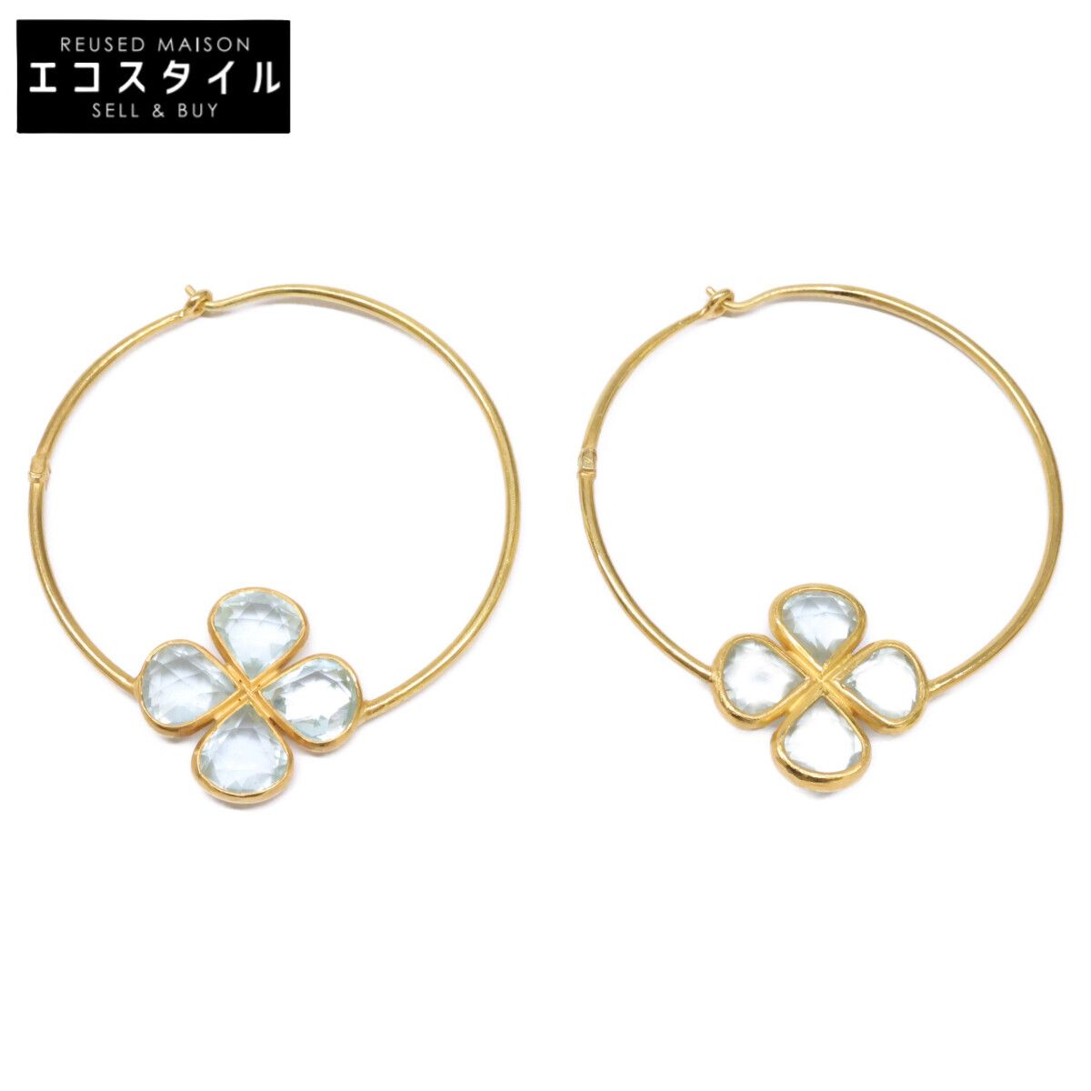 Marie-Helene de Taillac　マリーエレーヌドゥタイヤック　K22 アクアマリン クローバー フープピアス　- 153,450円