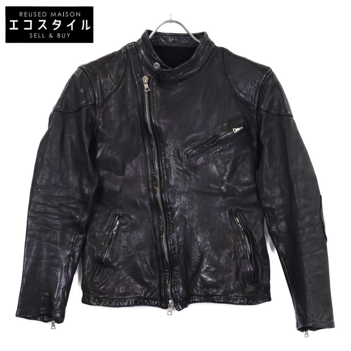 ISAMU KATAYAMA BACKLASH　イサムカタヤマバックラッシュ　1491-01 イタリアンカーフ セミダブル ライダースジャケット　S