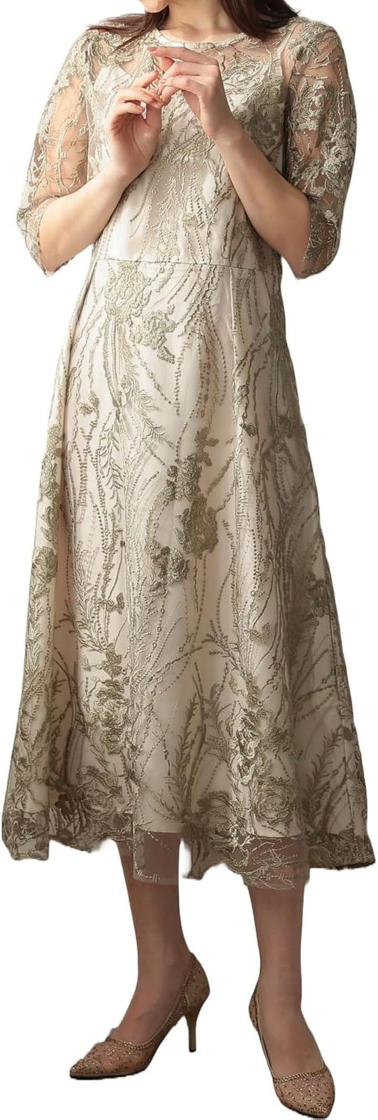 AUNI(アウニイ) パーティ ワンピース ドレス レディース 結婚式およばれワンピース パーティードレス (グリーン / 155, XL)