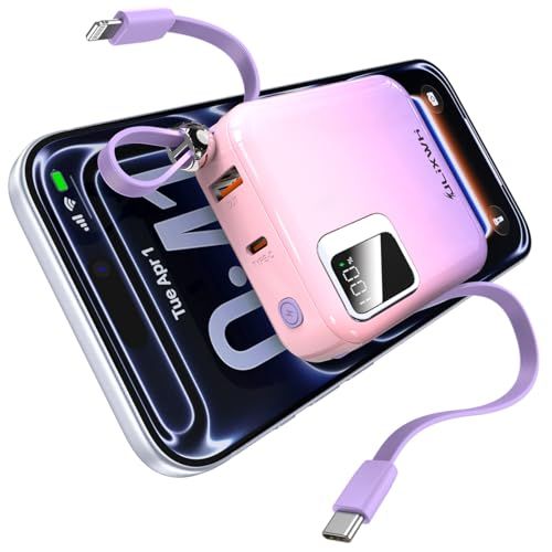 ☆新品☆ULiXWH 10000mAh 大容量 軽量 小型 携帯充電器 Lightning type-c ケーブル内蔵 22.5W PD対応 タイプc ライトニングコード付き カラビナ付き 4台同時充電 iPhone17/16/15/14など 5b8d6704