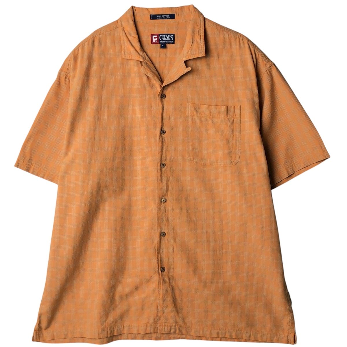 古着 ラルフローレン Ralph Lauren CHAPS チャップス チェック柄 半袖 オープンカラー コットンシャツ ボックスシャツ/eaa637755