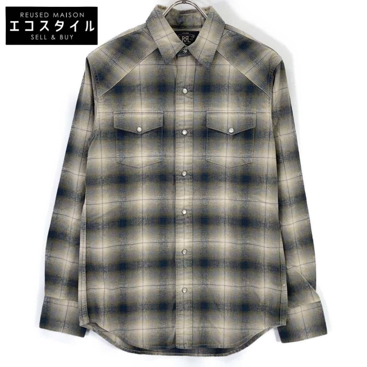 RRL ダブルアールエル 782507814001 グレー オンブレ チェックシャツ S 