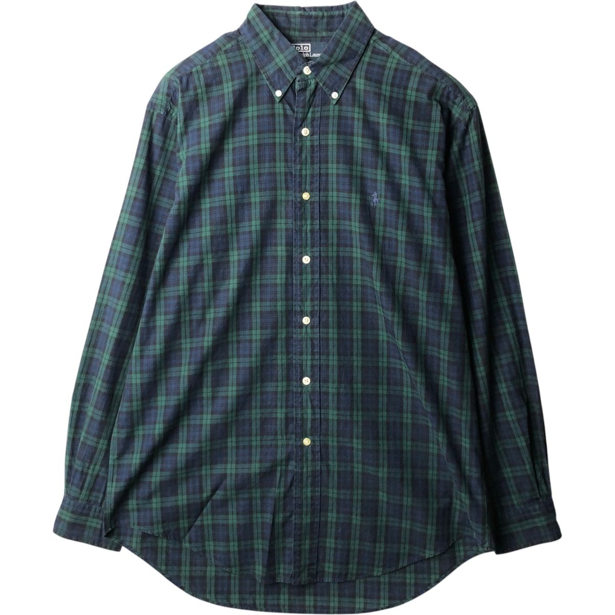 古着 ラルフローレン Ralph Lauren POLO by Ralph Lauren YARMOUTH ブラックウォッチチェック 長袖 ボタンダウンチェックシャツ/eaa634804