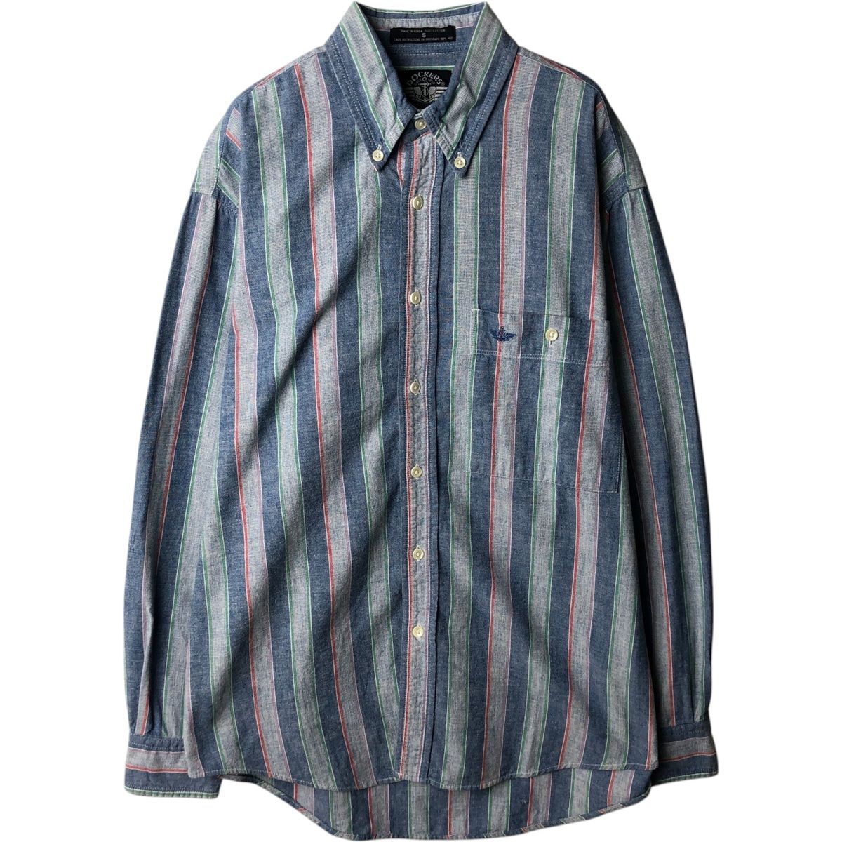 古着 ドッカーズ DOCKERS 長袖 ボタンダウンストライプシャツ メンズS相当/eaa637809