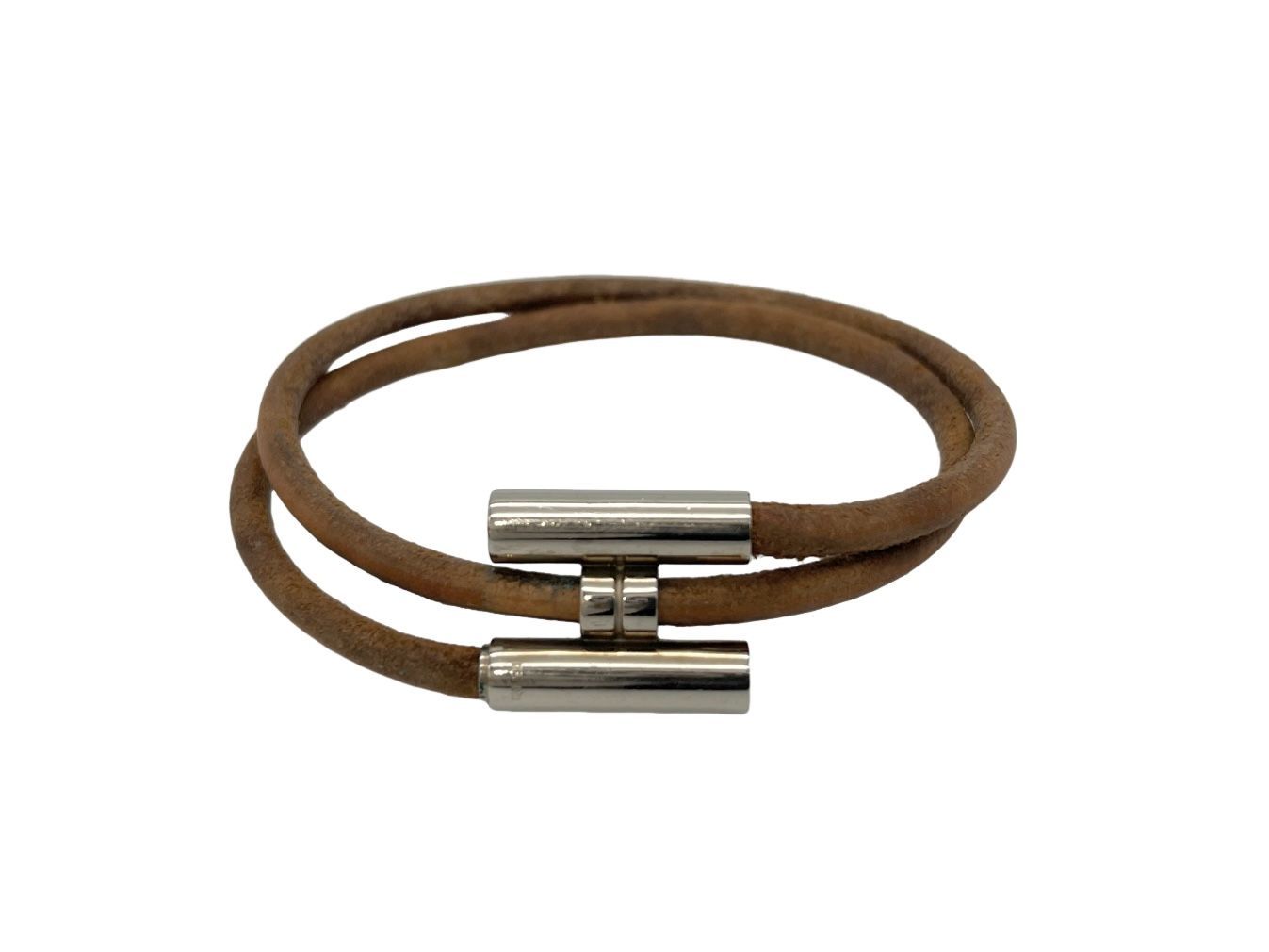 HERMES エルメス トゥルニ ブレスレット バングル レザー ブラウン 茶