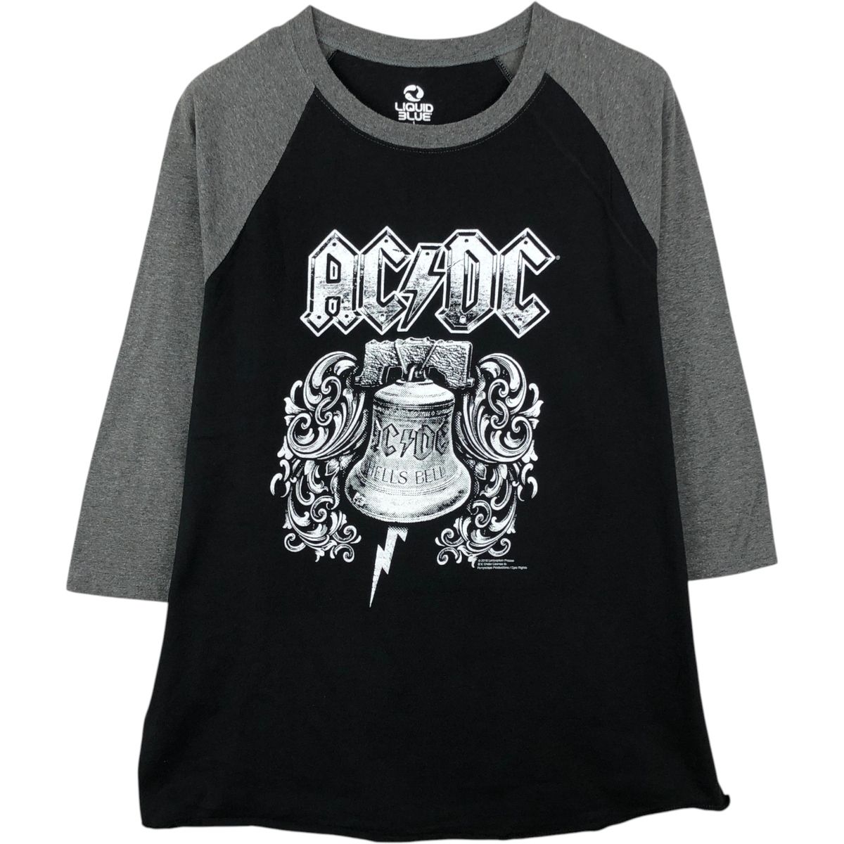 古着 リキッドブルー LIQUID BLUE AC/DC エーシーディーシー ラグランスリーブ 七分袖 ロンT バンドTシャツ バンT メンズL相当/eaa637404