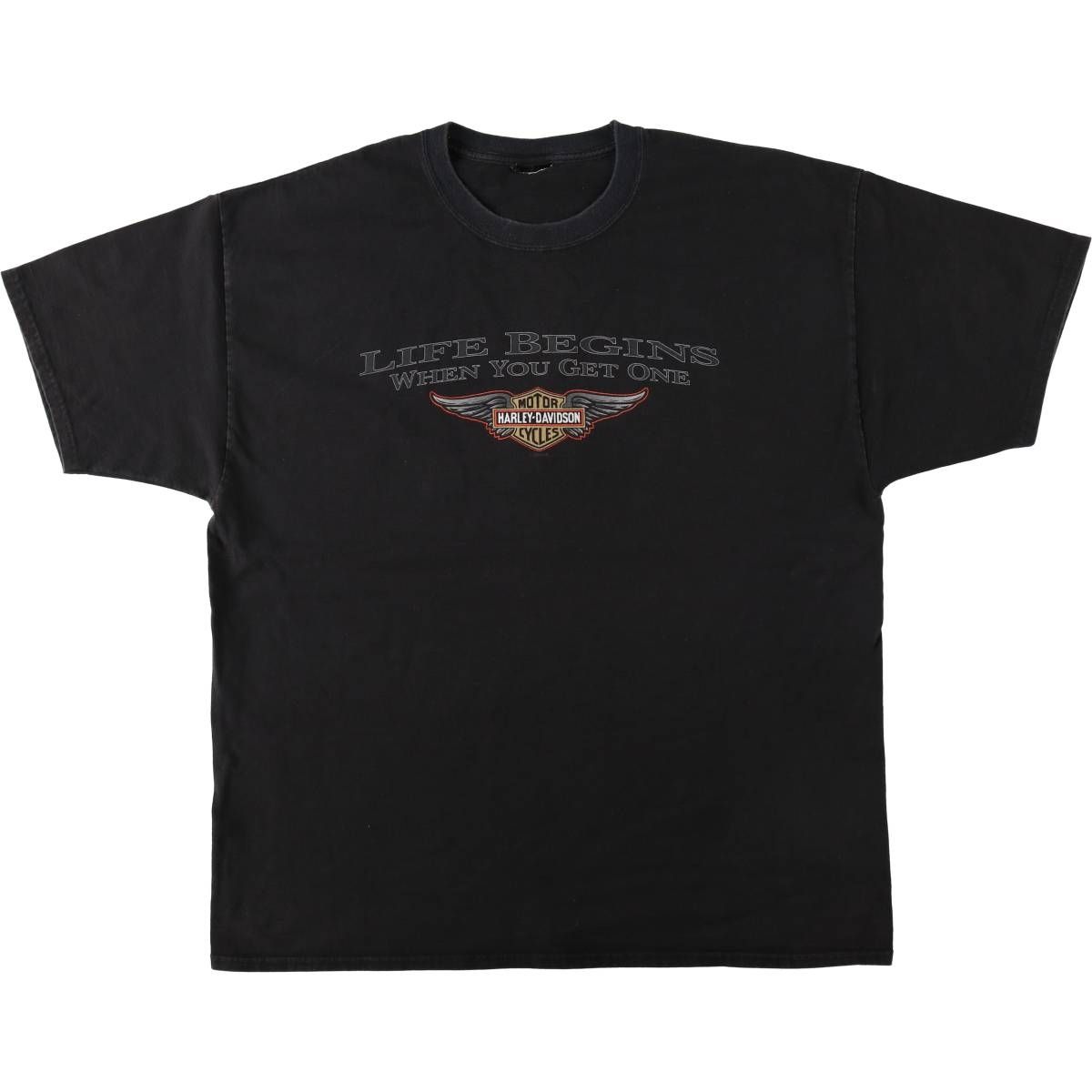 古着 00年代 ハーレーダビッドソン Harley-Davidson ウィング ピンナップガール モーターサイクル バイクTシャツ メンズXL相当/eaa637603