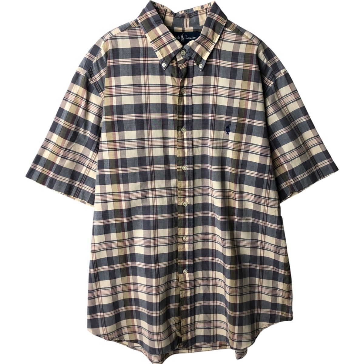 古着 ラルフローレン Ralph Lauren POLO RALPH LAUREN CLASSIC FIT 半袖 ボタンダウン チェックシャツ メンズXL相当/eaa637733
